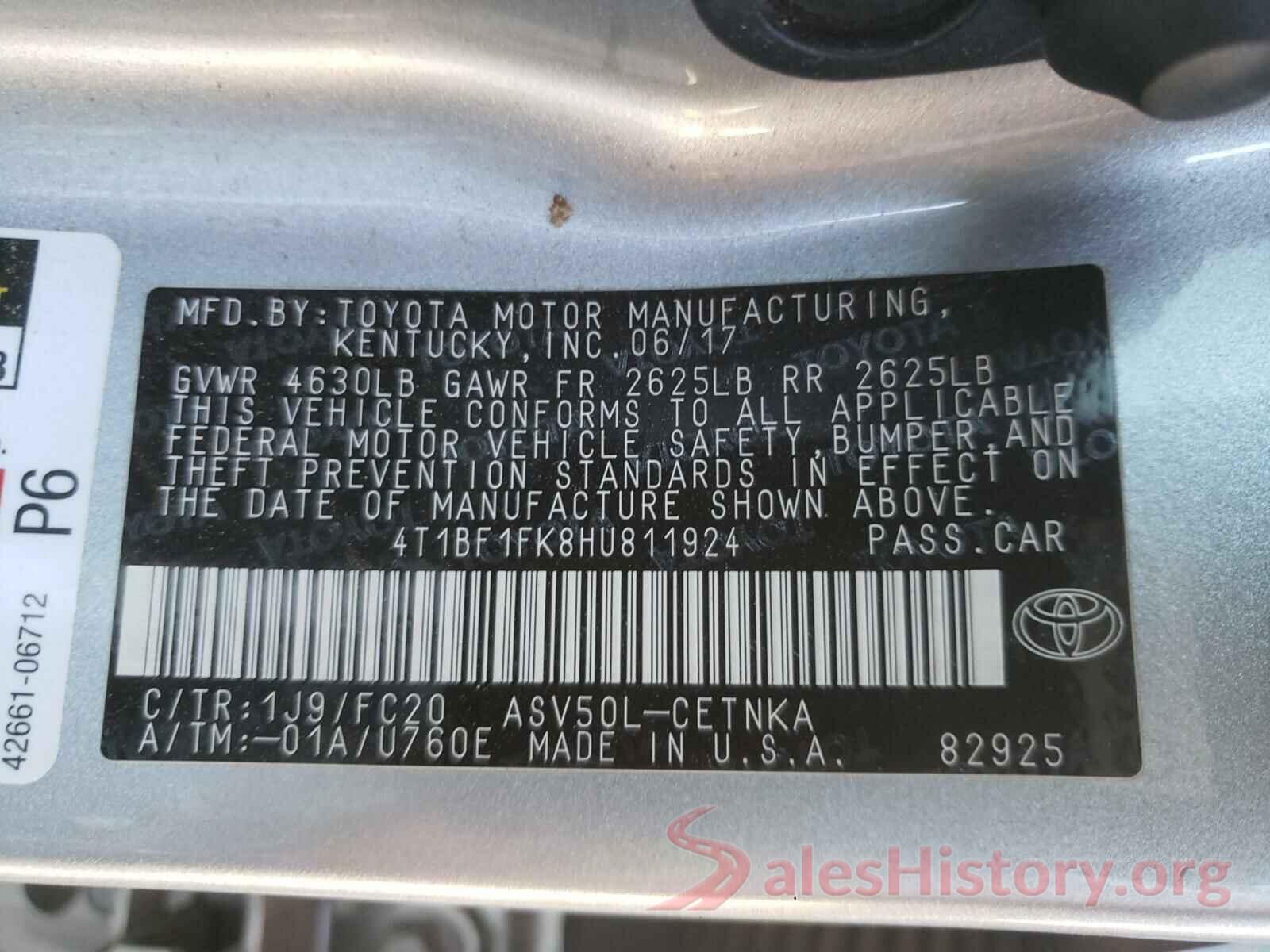 4T1BF1FK8HU811924 2017 TOYOTA CAMRY