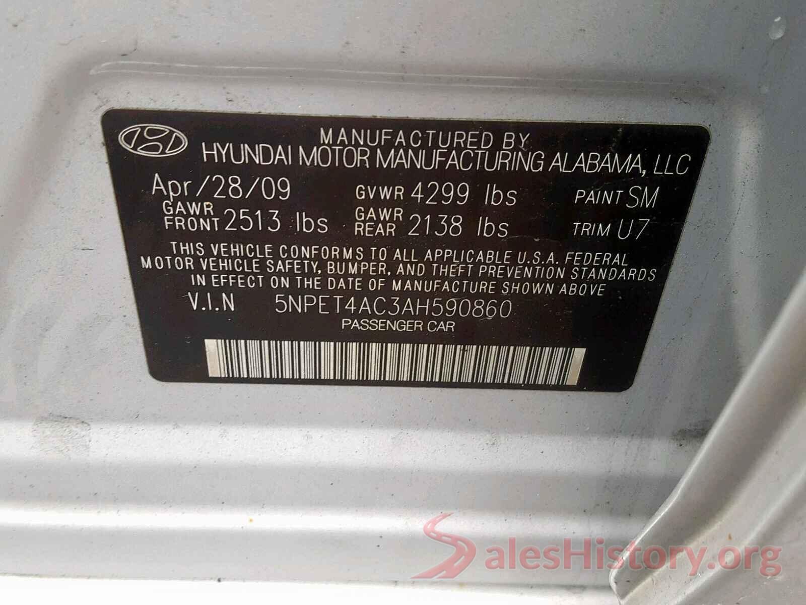 5NPET4AC3AH590860 2010 HYUNDAI SONATA