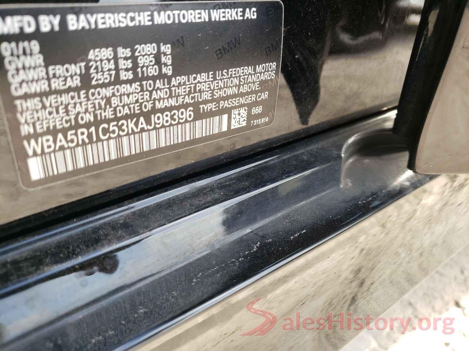 WBA5R1C53KAJ98396 2019 BMW 3 SERIES