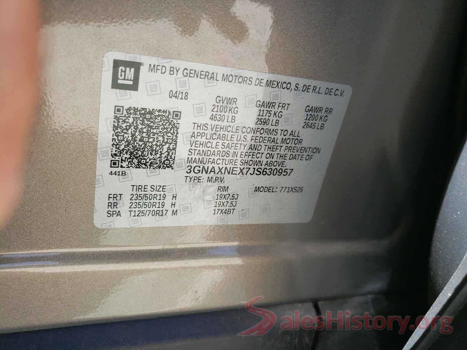 3GNAXNEX7JS630957 2018 CHEVROLET EQUINOX