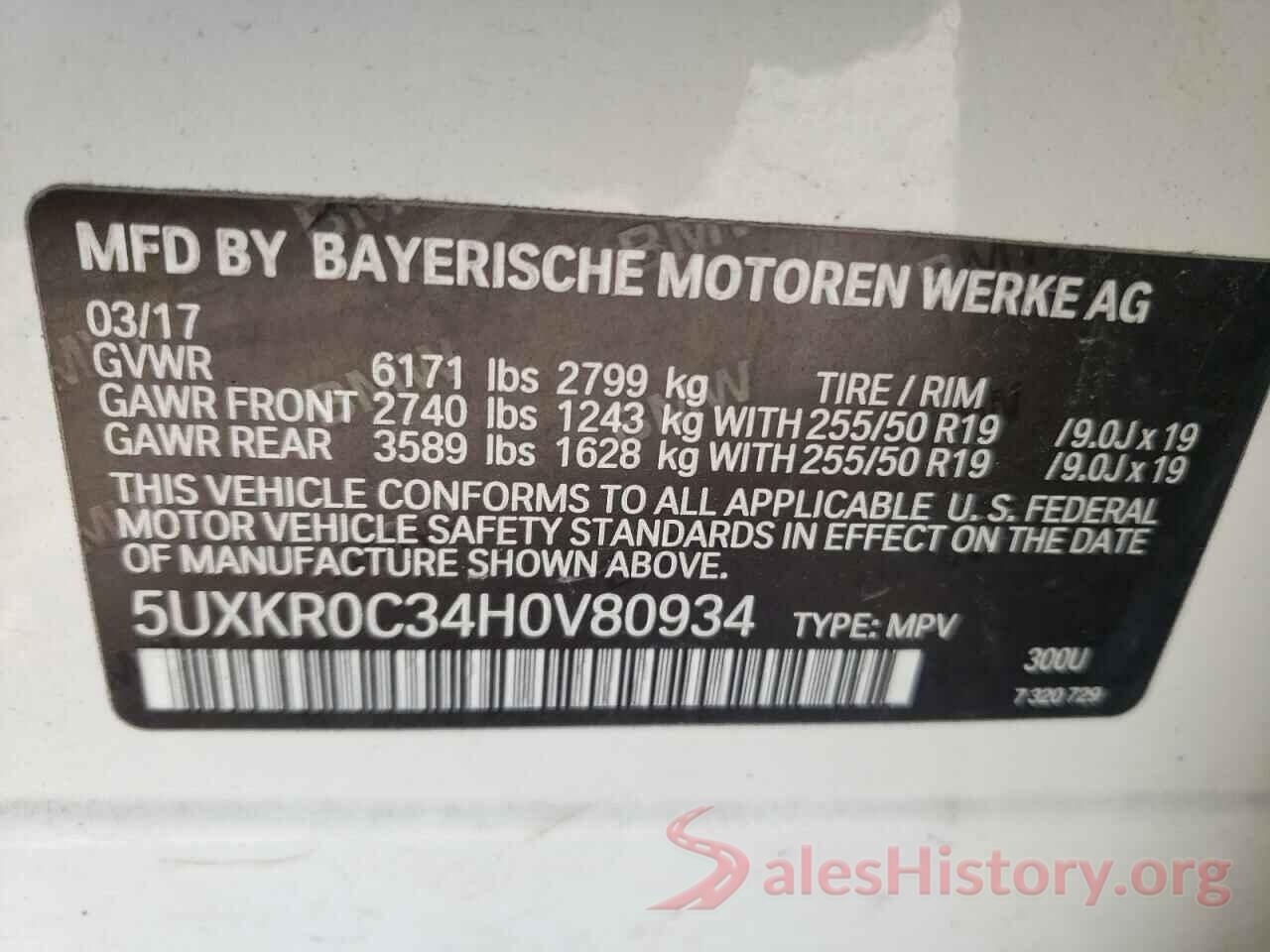 5UXKR0C34H0V80934 2017 BMW X5