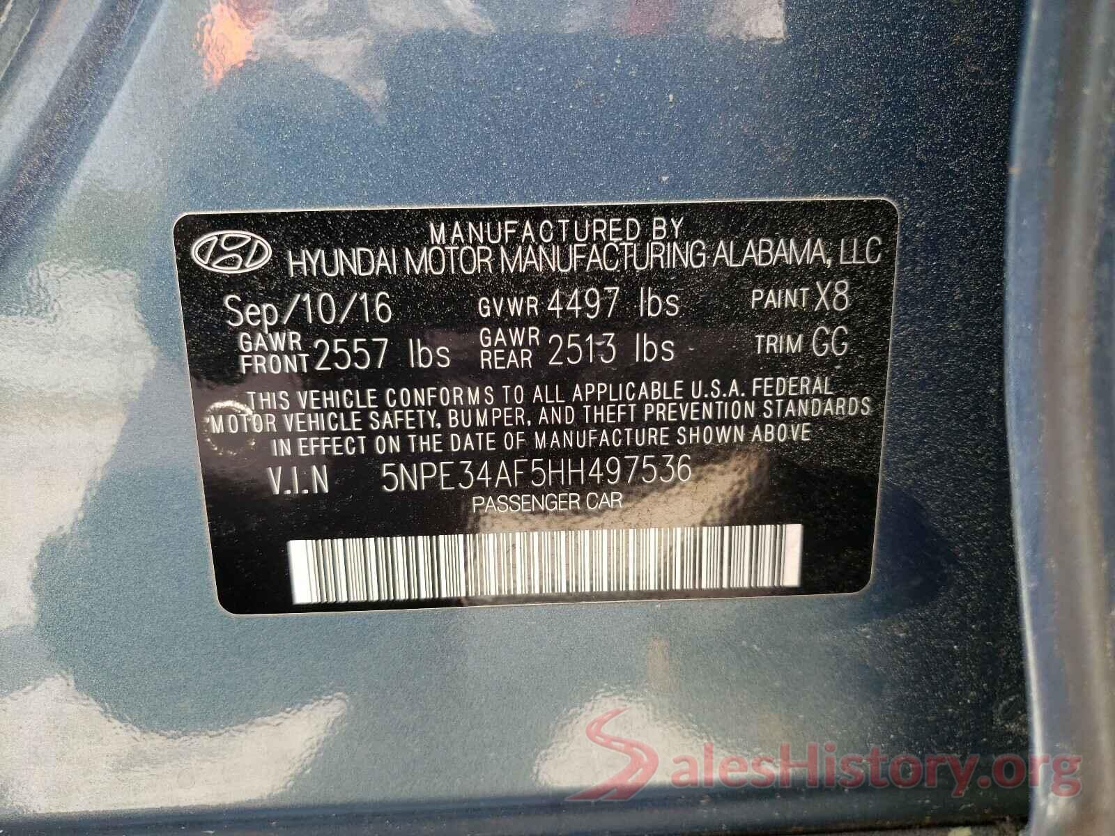 5NPE34AF5HH497536 2017 HYUNDAI SONATA