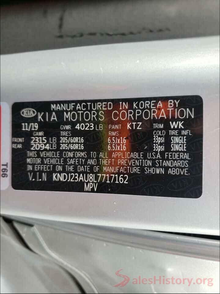 KNDJ23AU8L7717162 2020 KIA SOUL