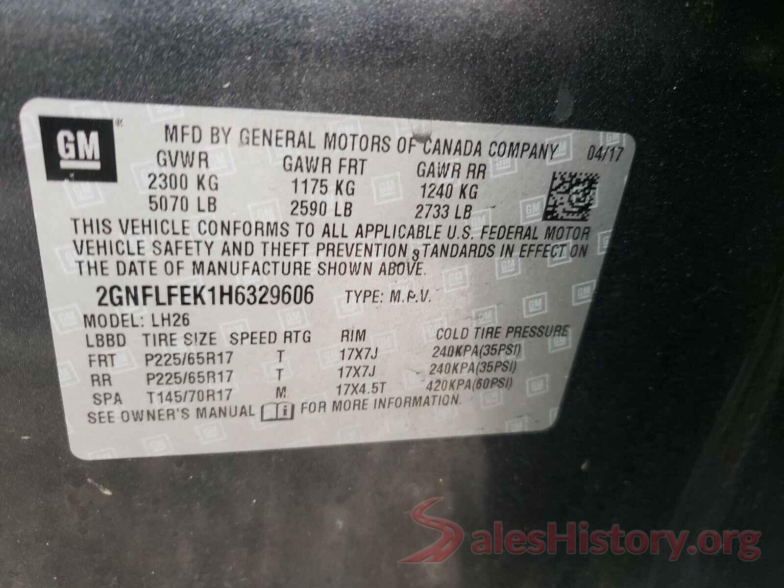 2GNFLFEK1H6329606 2017 CHEVROLET EQUINOX