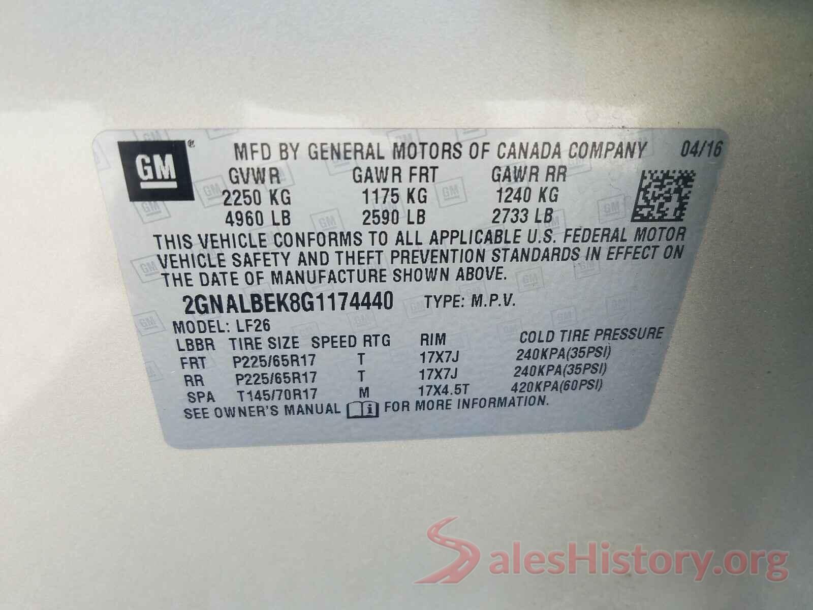 2GNALBEK8G1174440 2016 CHEVROLET EQUINOX