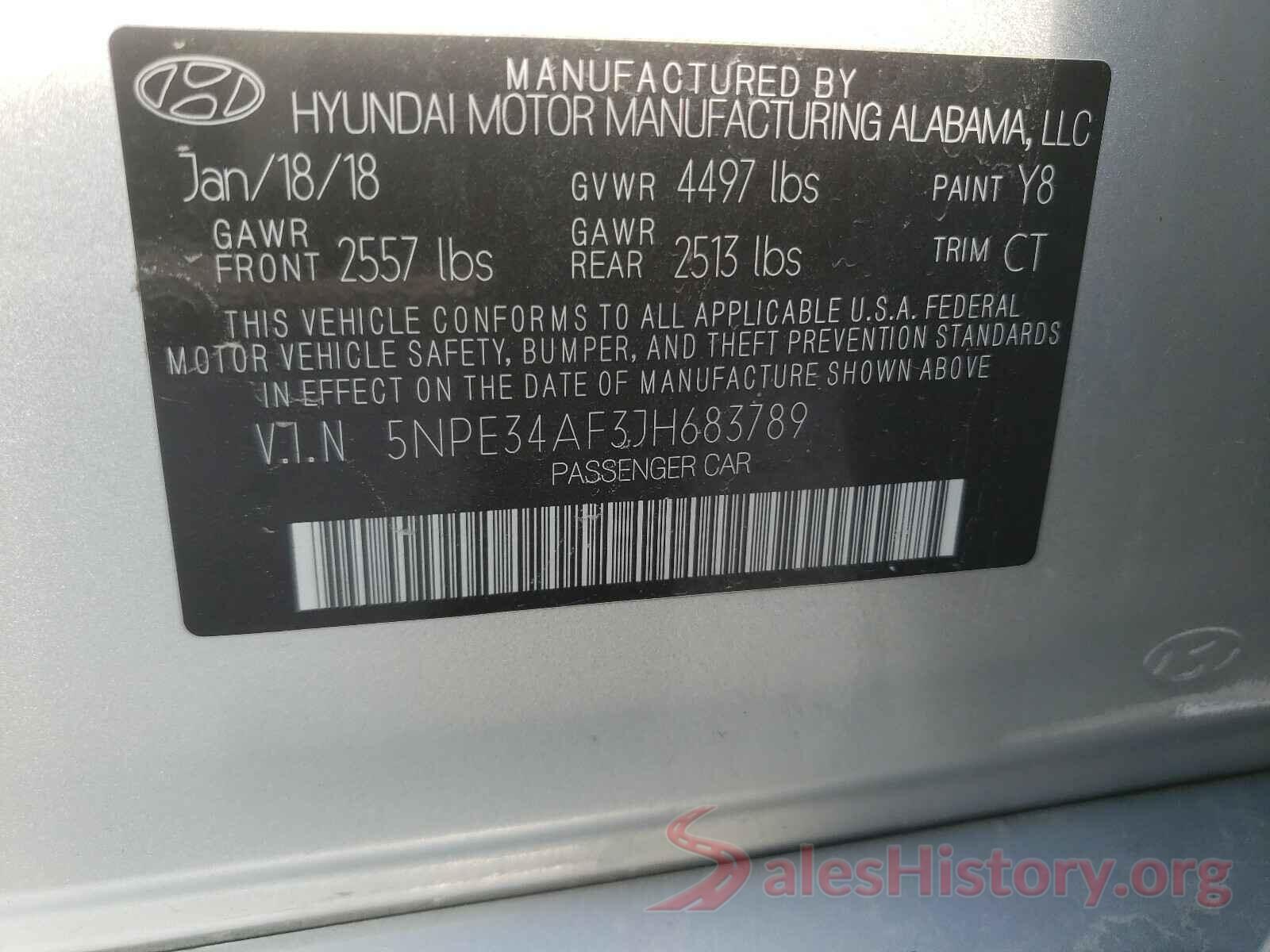 5NPE34AF3JH683789 2018 HYUNDAI SONATA