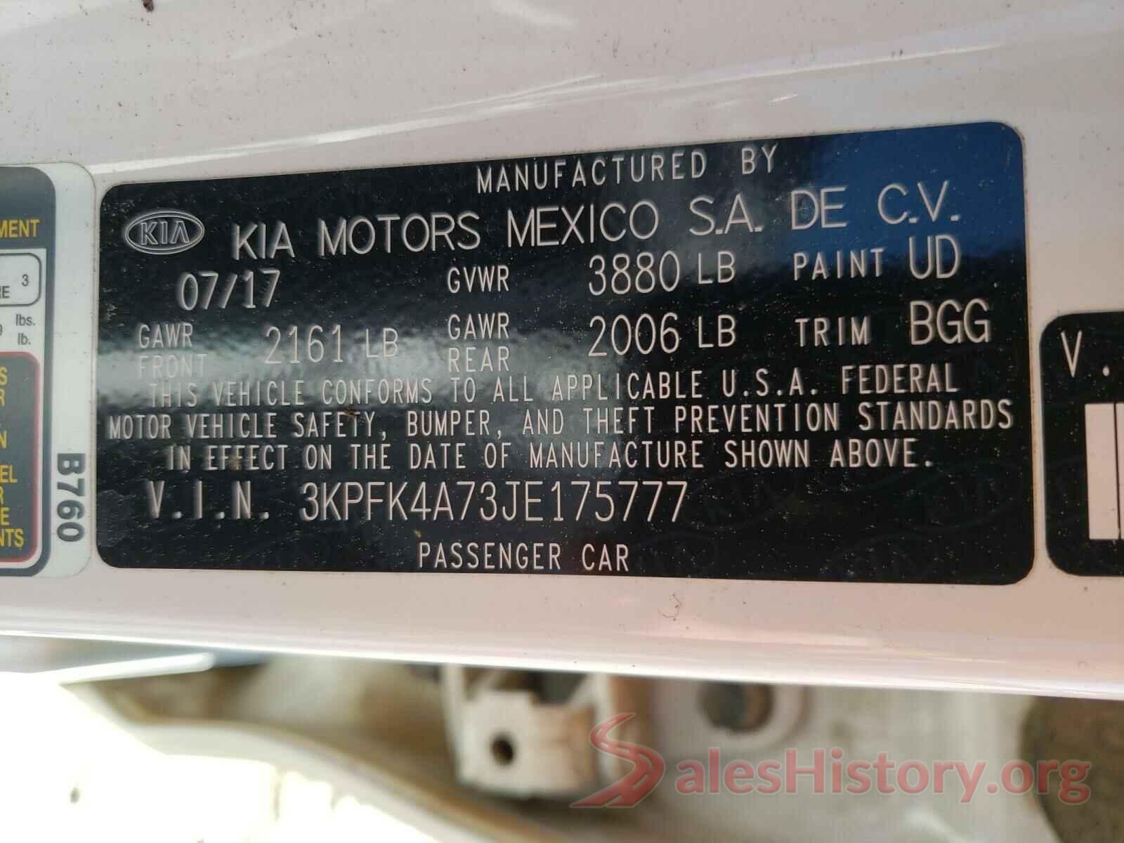 3KPFK4A73JE175777 2018 KIA FORTE