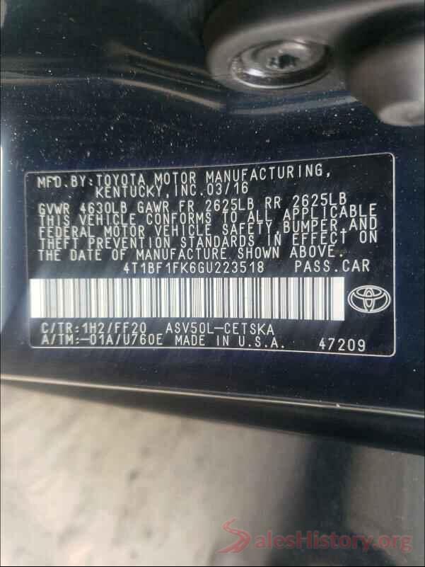 4T1BF1FK6GU223518 2016 TOYOTA CAMRY