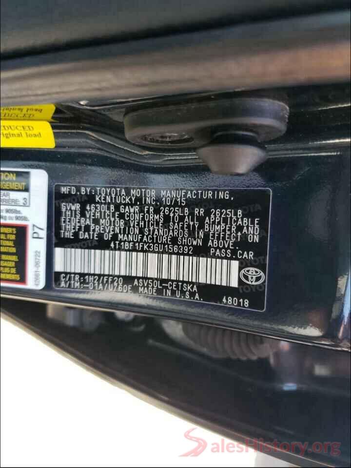 4T1BF1FK3GU156392 2016 TOYOTA CAMRY