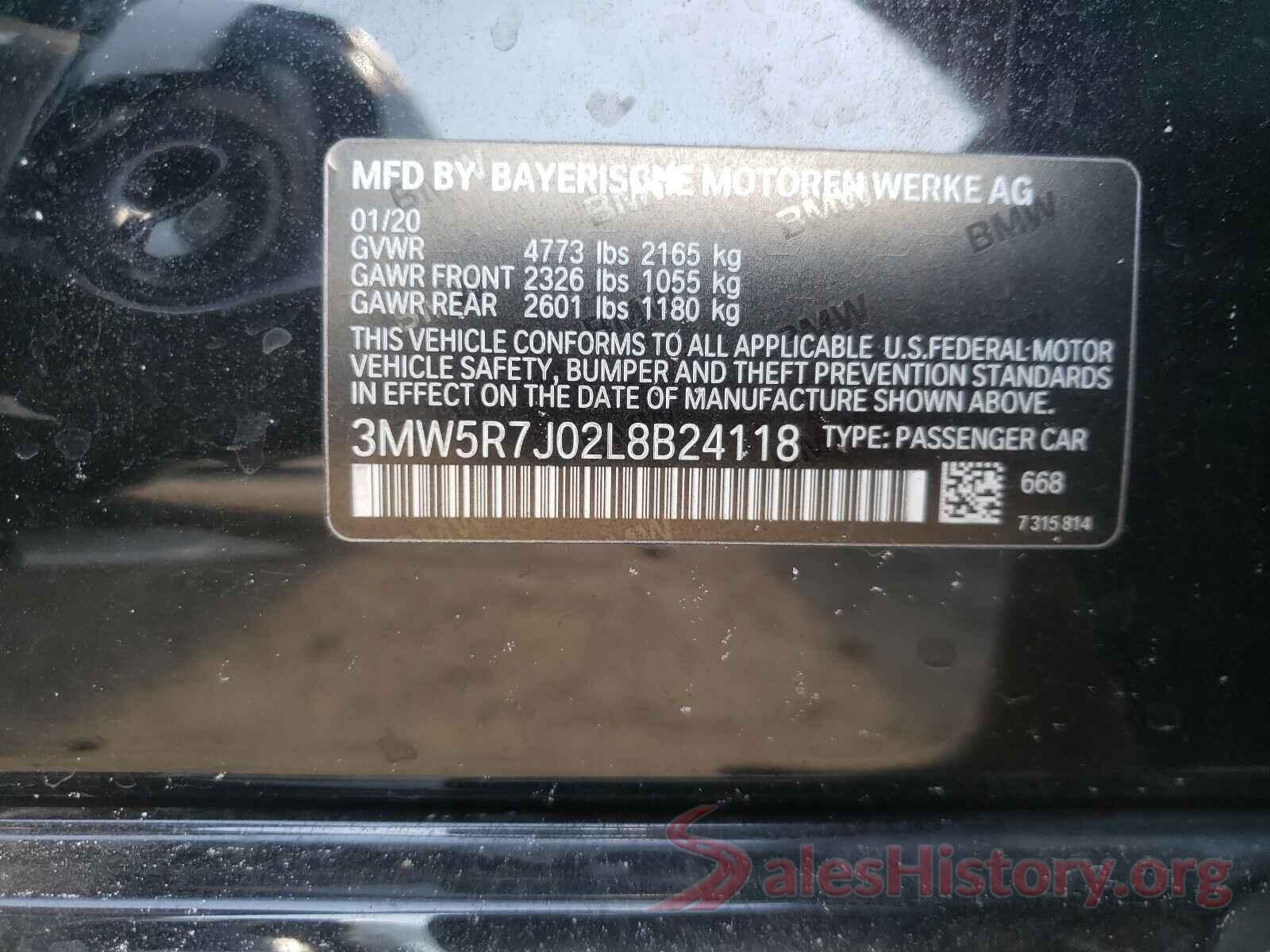 3MW5R7J02L8B24118 2020 BMW 3 SERIES