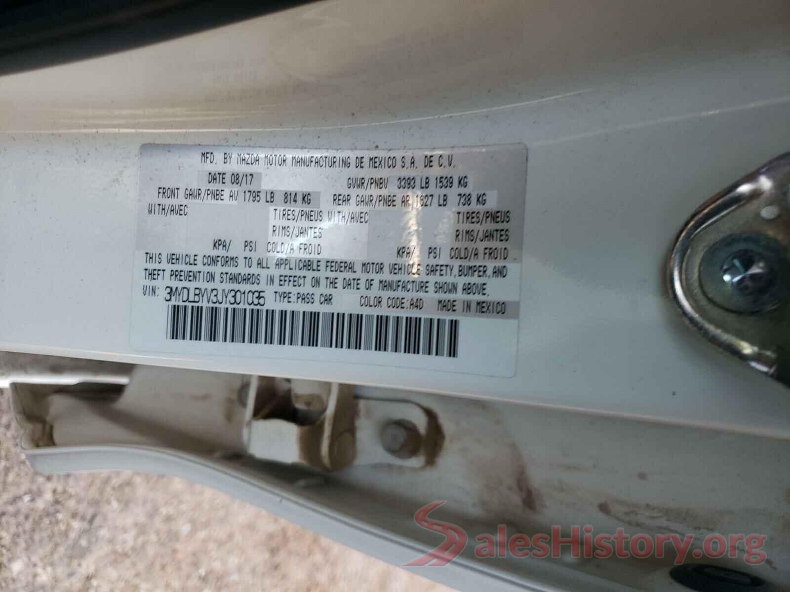 3MYDLBYV3JY301035 2018 TOYOTA YARIS