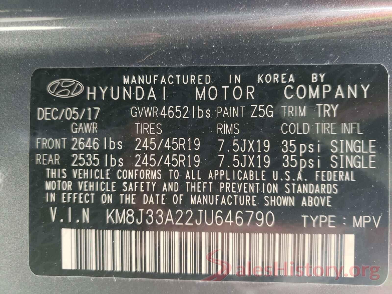 KM8J33A22JU646790 2018 HYUNDAI TUCSON