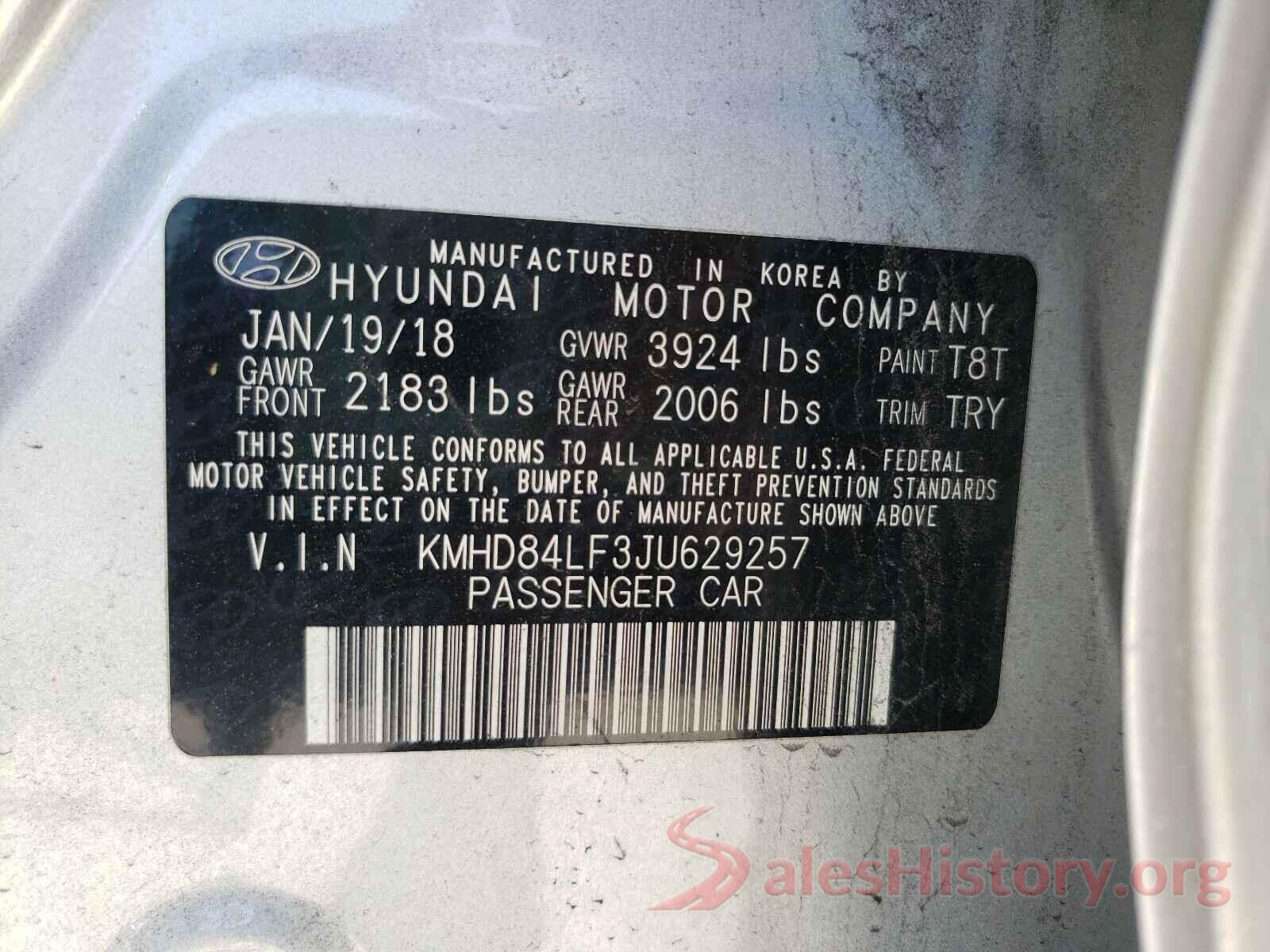 KMHD84LF3JU629257 2018 HYUNDAI ELANTRA