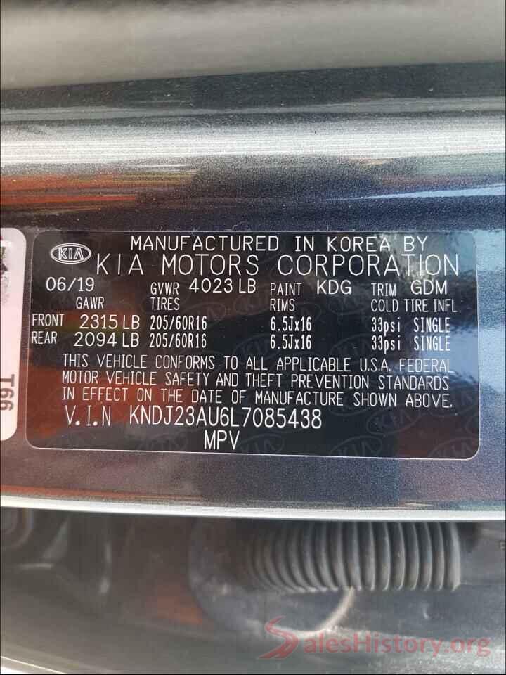 KNDJ23AU6L7085438 2020 KIA SOUL