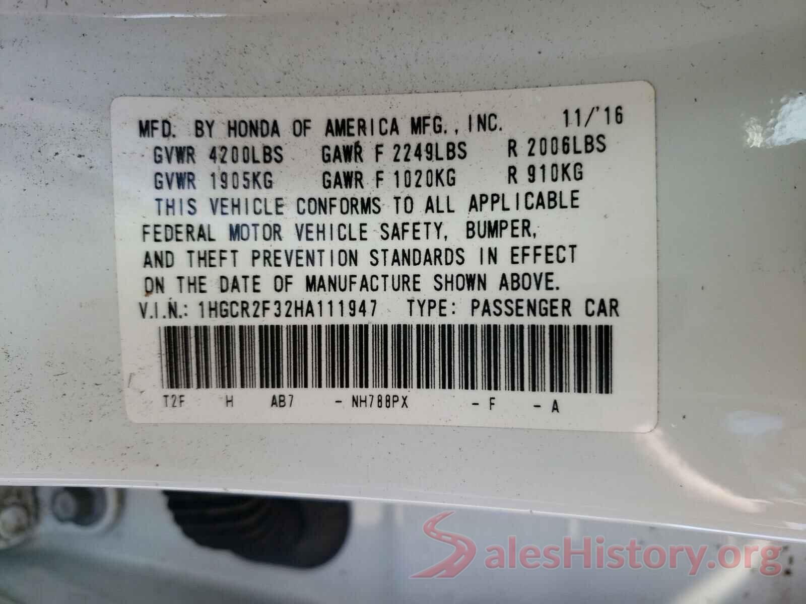 1HGCR2F32HA111947 2017 HONDA ACCORD