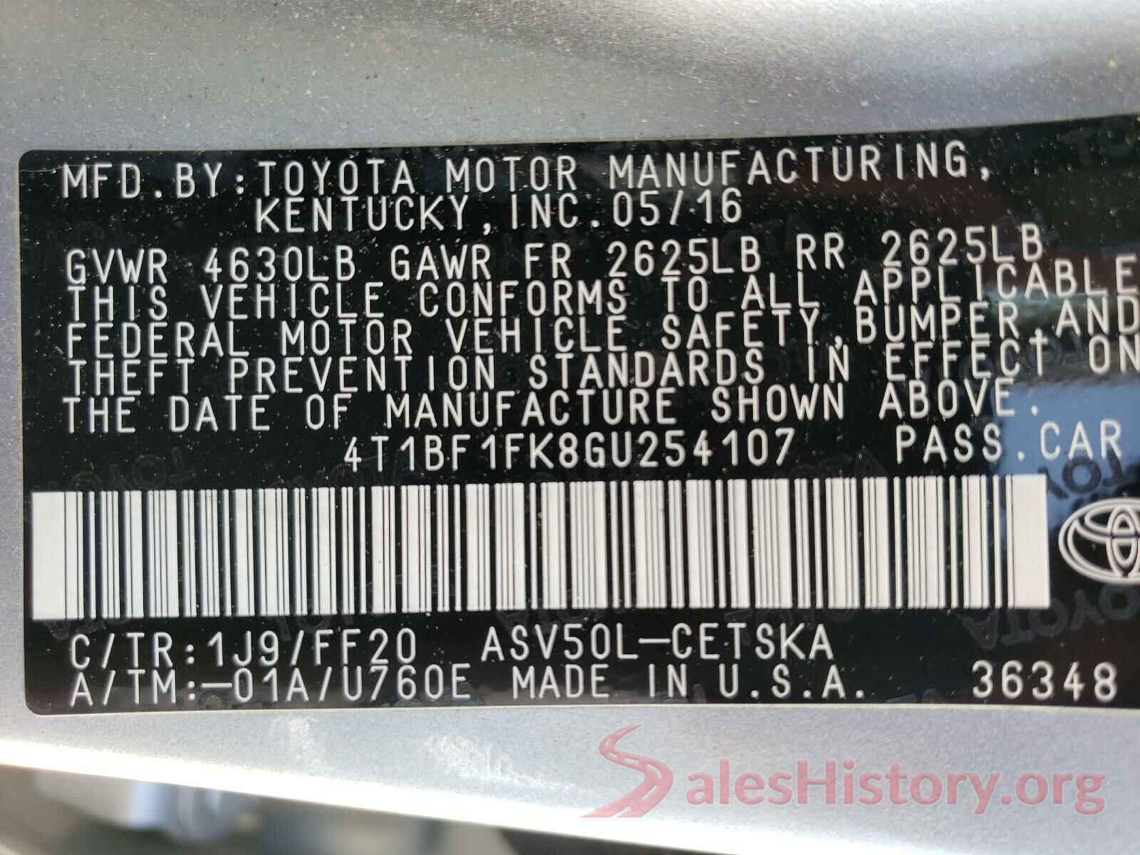 4T1BF1FK8GU254107 2016 TOYOTA CAMRY