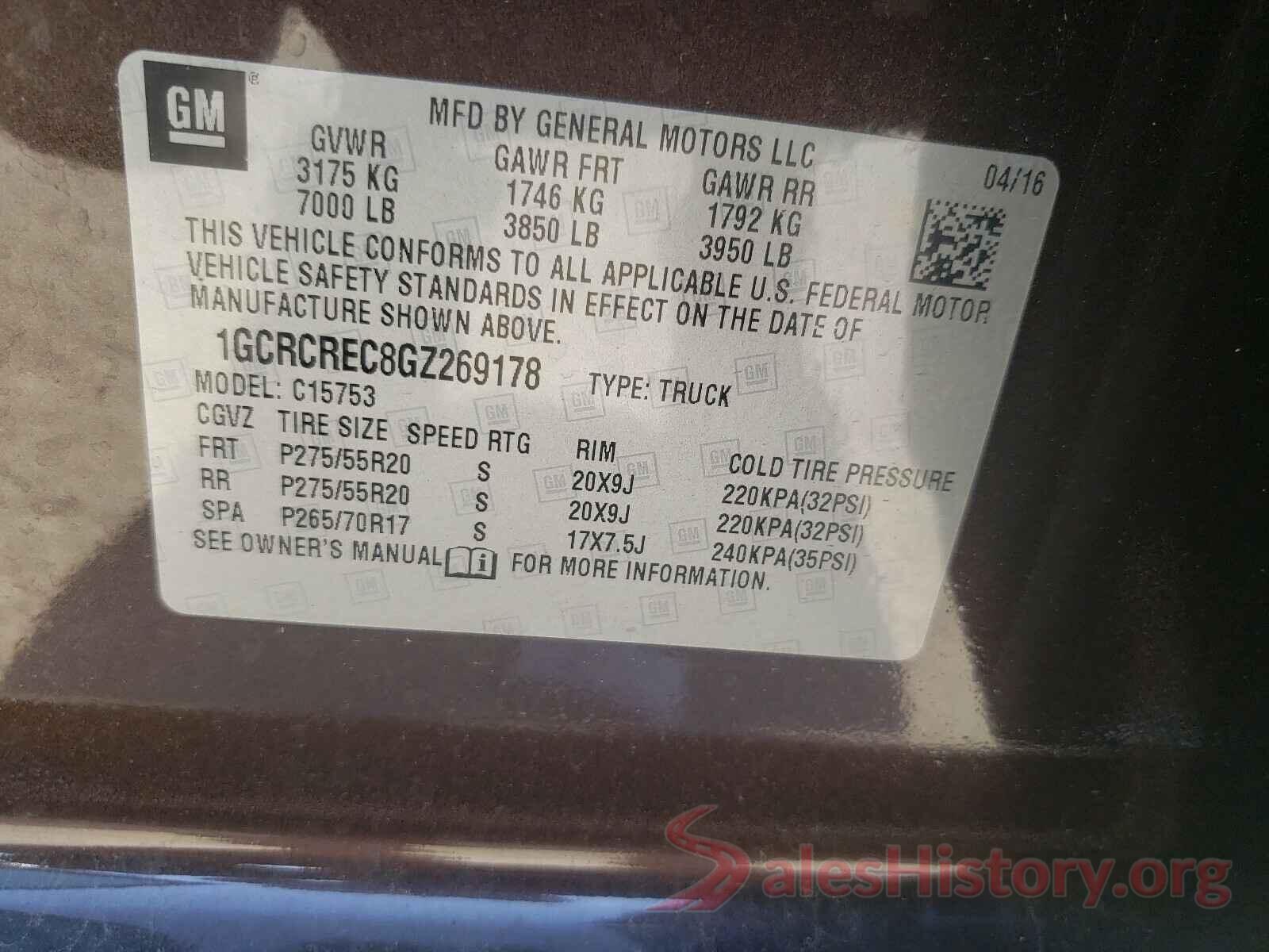 1GCRCREC8GZ269178 2016 CHEVROLET SILVERADO