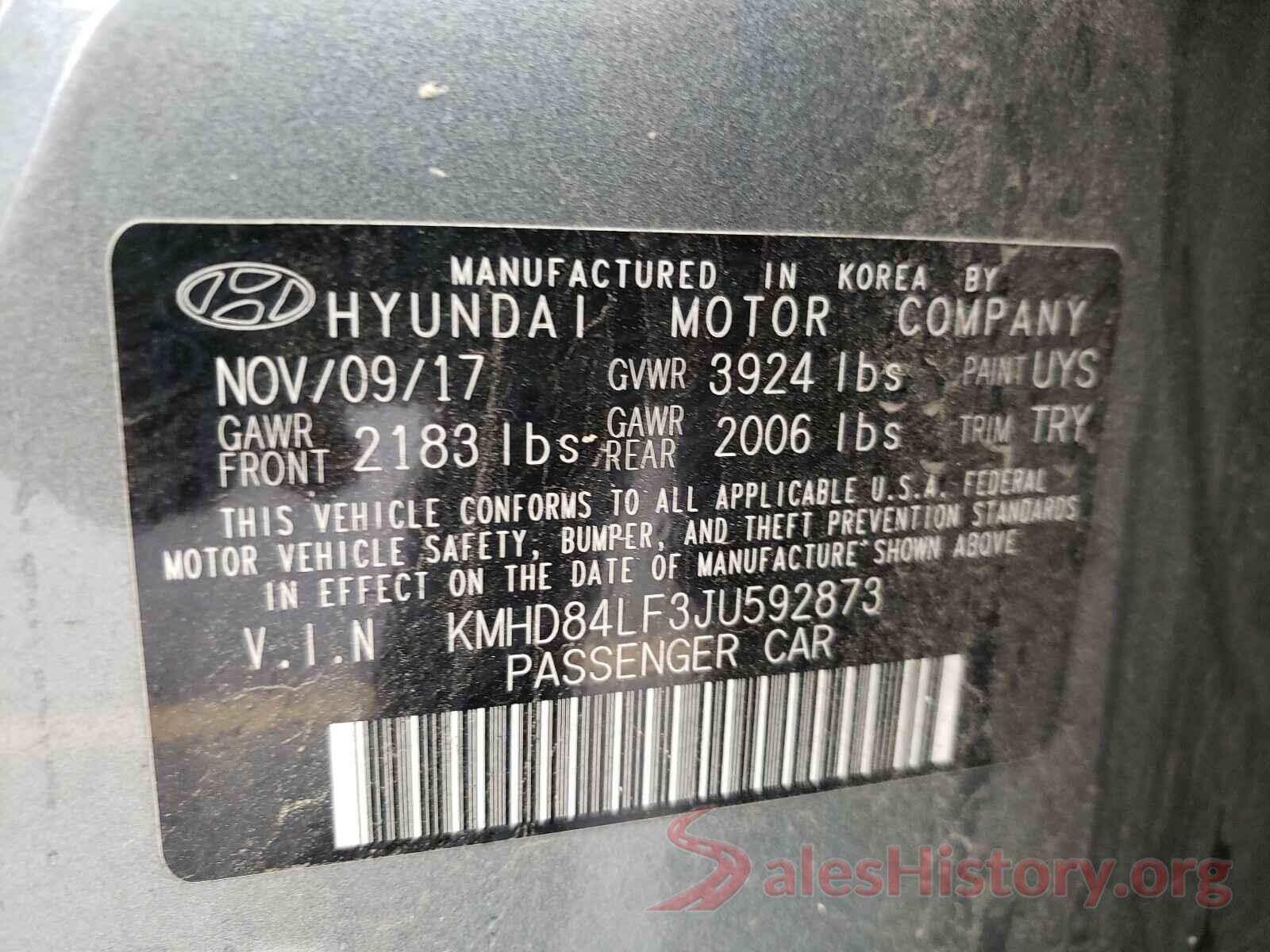 KMHD84LF3JU592873 2018 HYUNDAI ELANTRA