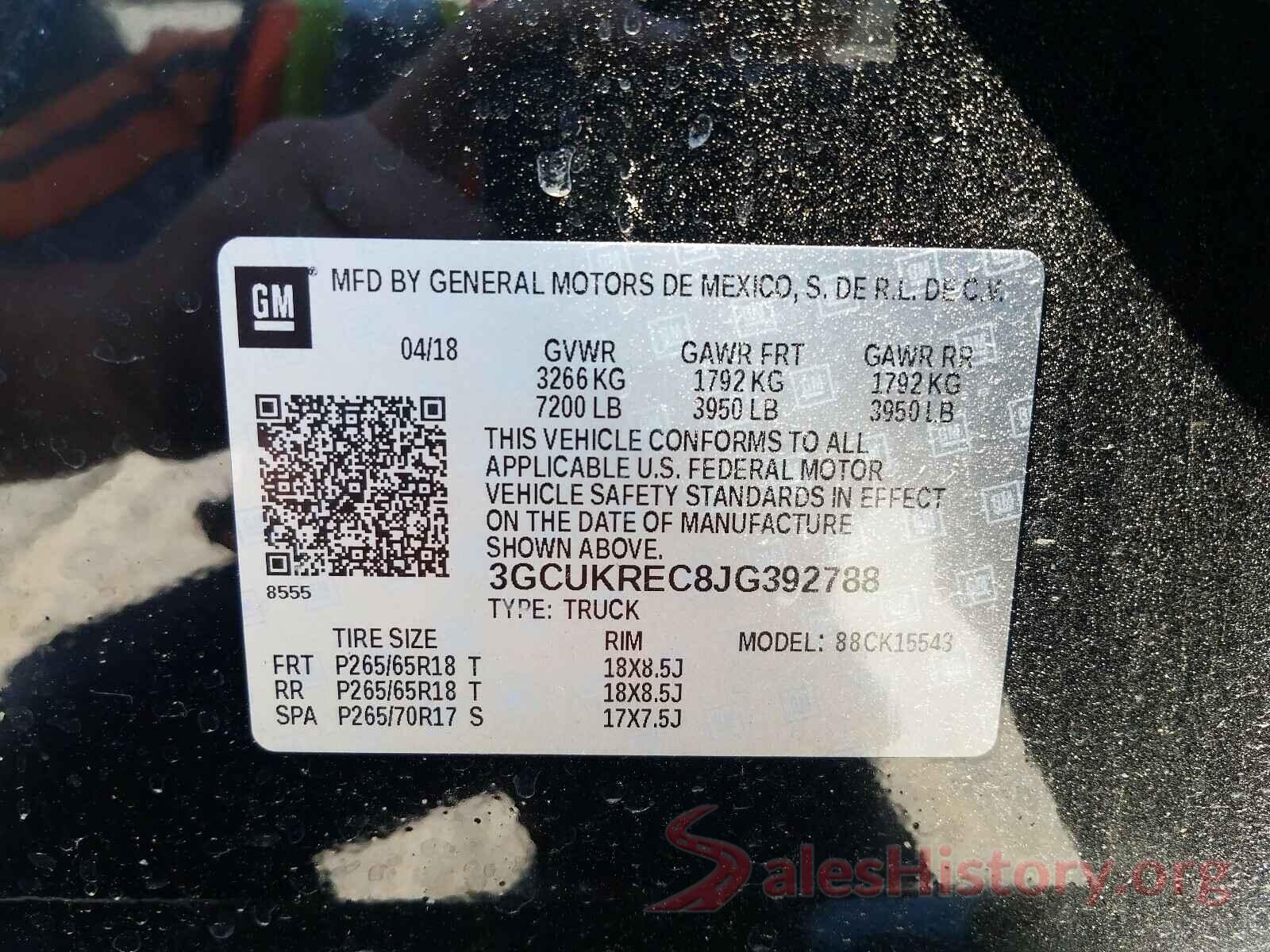 3GCUKREC8JG392788 2018 CHEVROLET SILVERADO