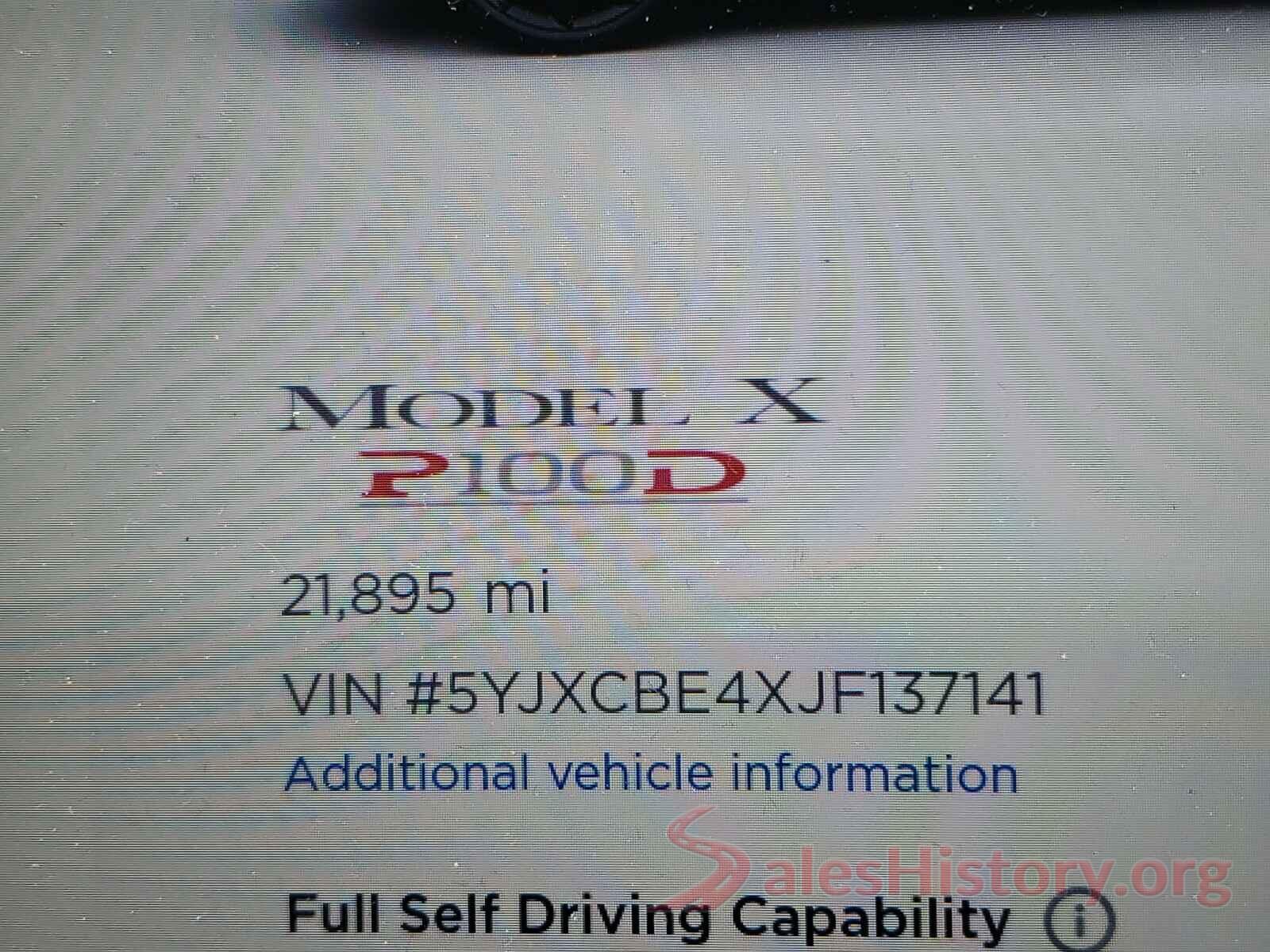 5YJXCBE4XJF137141 2018 TESLA MODEL X