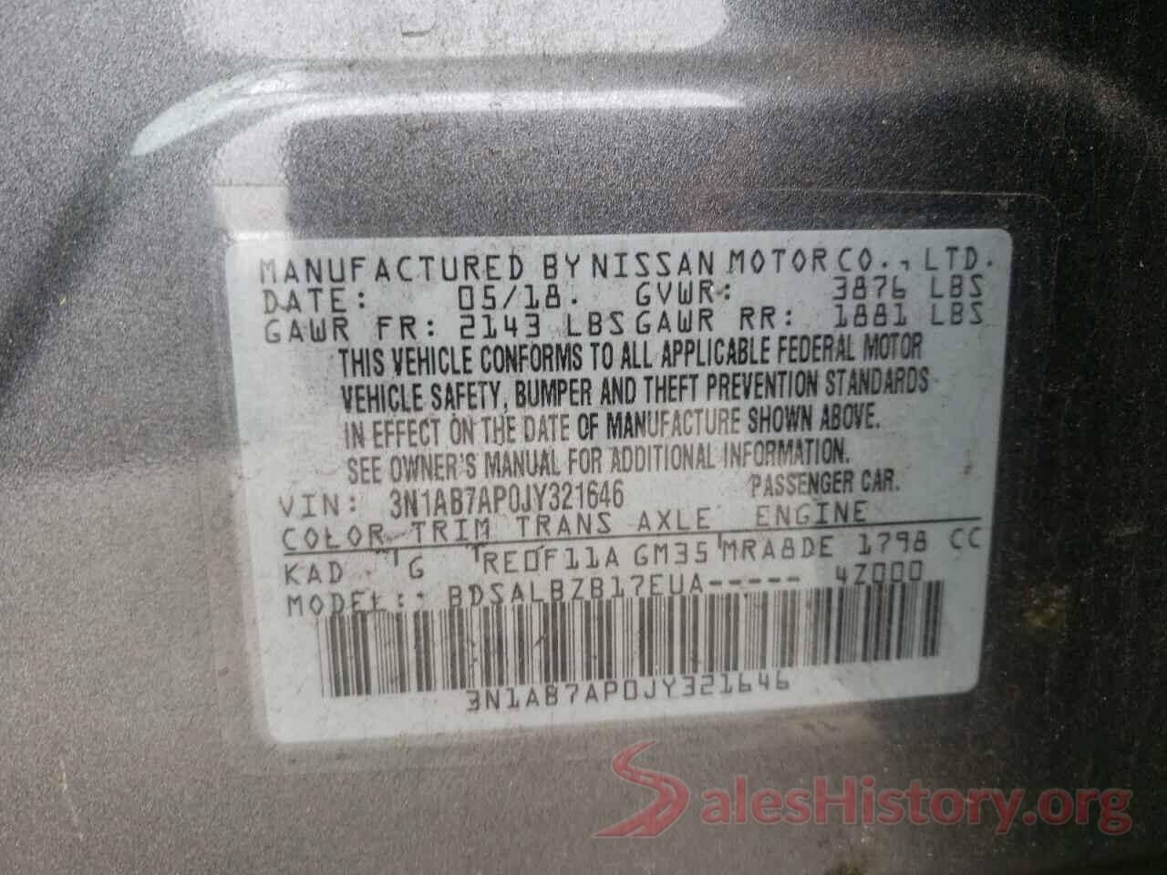 3N1AB7AP0JY321646 2018 NISSAN SENTRA