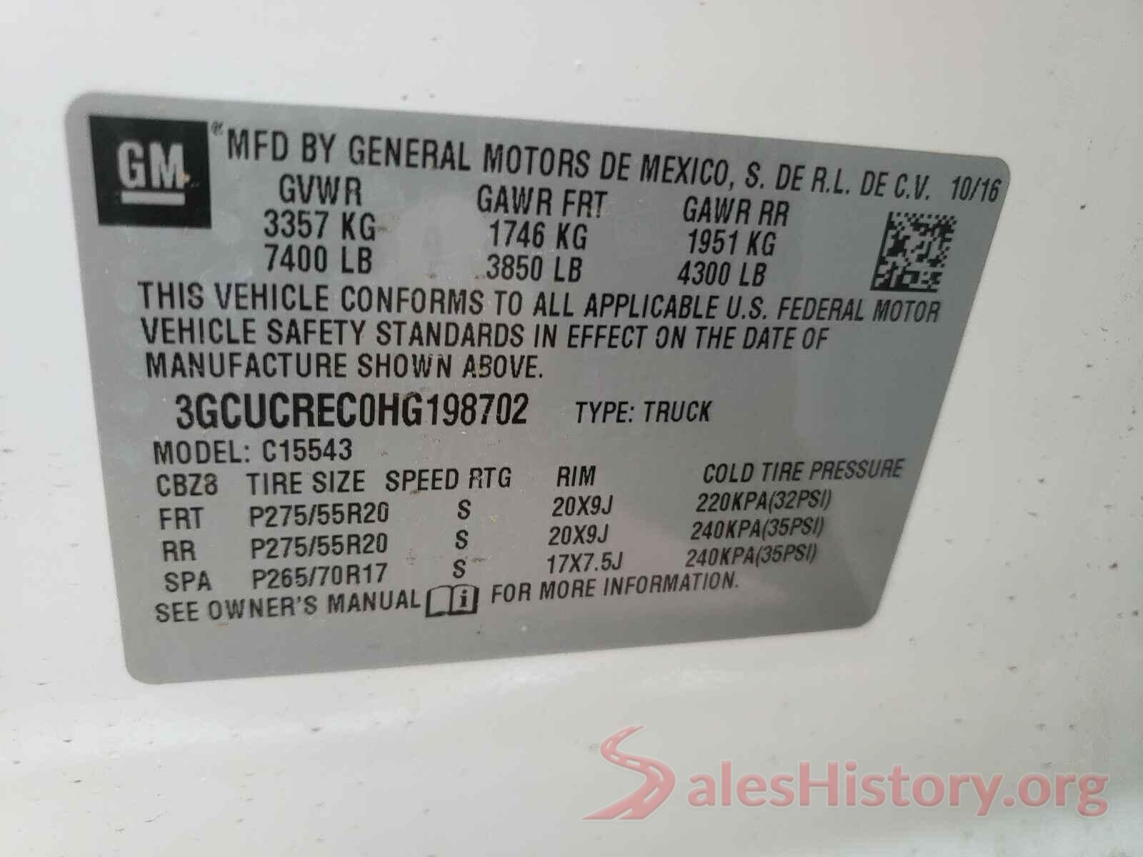 3GCUCREC0HG198702 2017 CHEVROLET SILVERADO