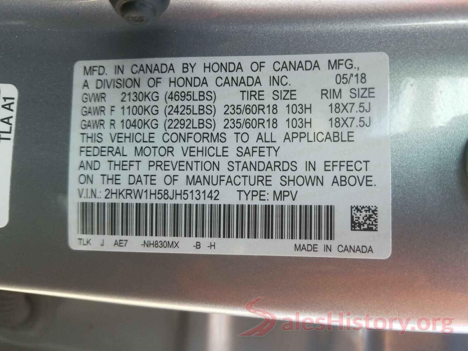 2HKRW1H58JH513142 2018 HONDA CRV