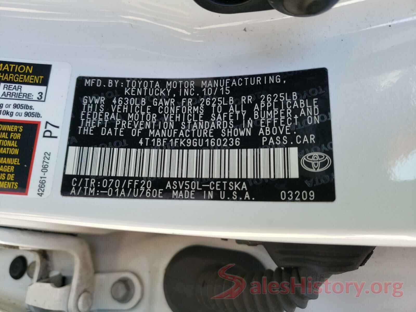 4T1BF1FK9GU160236 2016 TOYOTA CAMRY