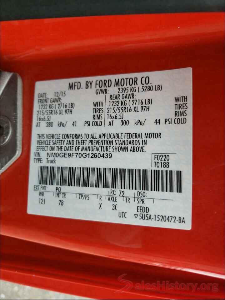 NM0GE9F70G1260439 2016 FORD TRANSIT CO