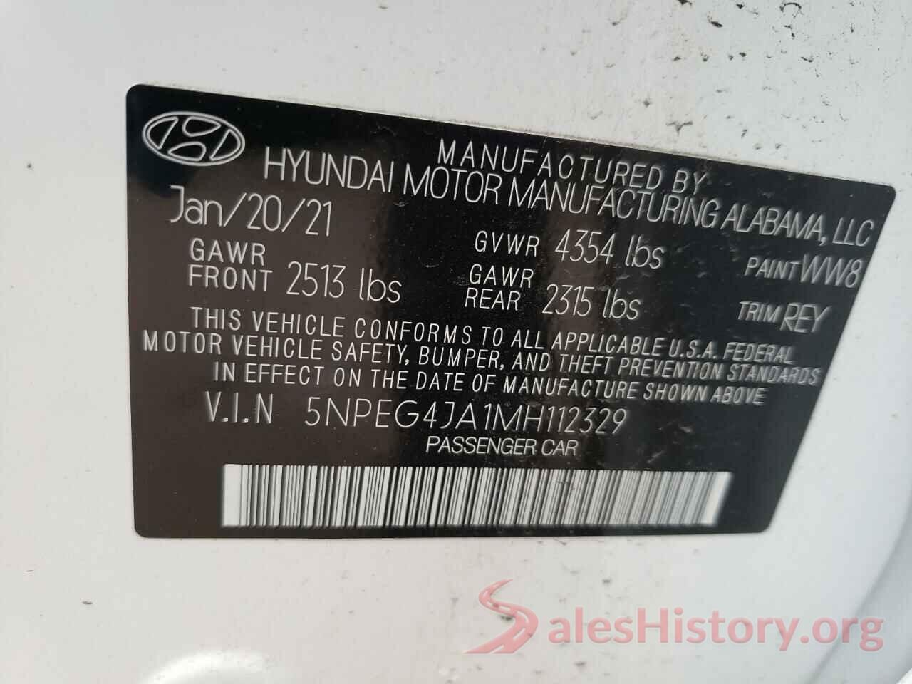 5NPEG4JA1MH112329 2021 HYUNDAI SONATA