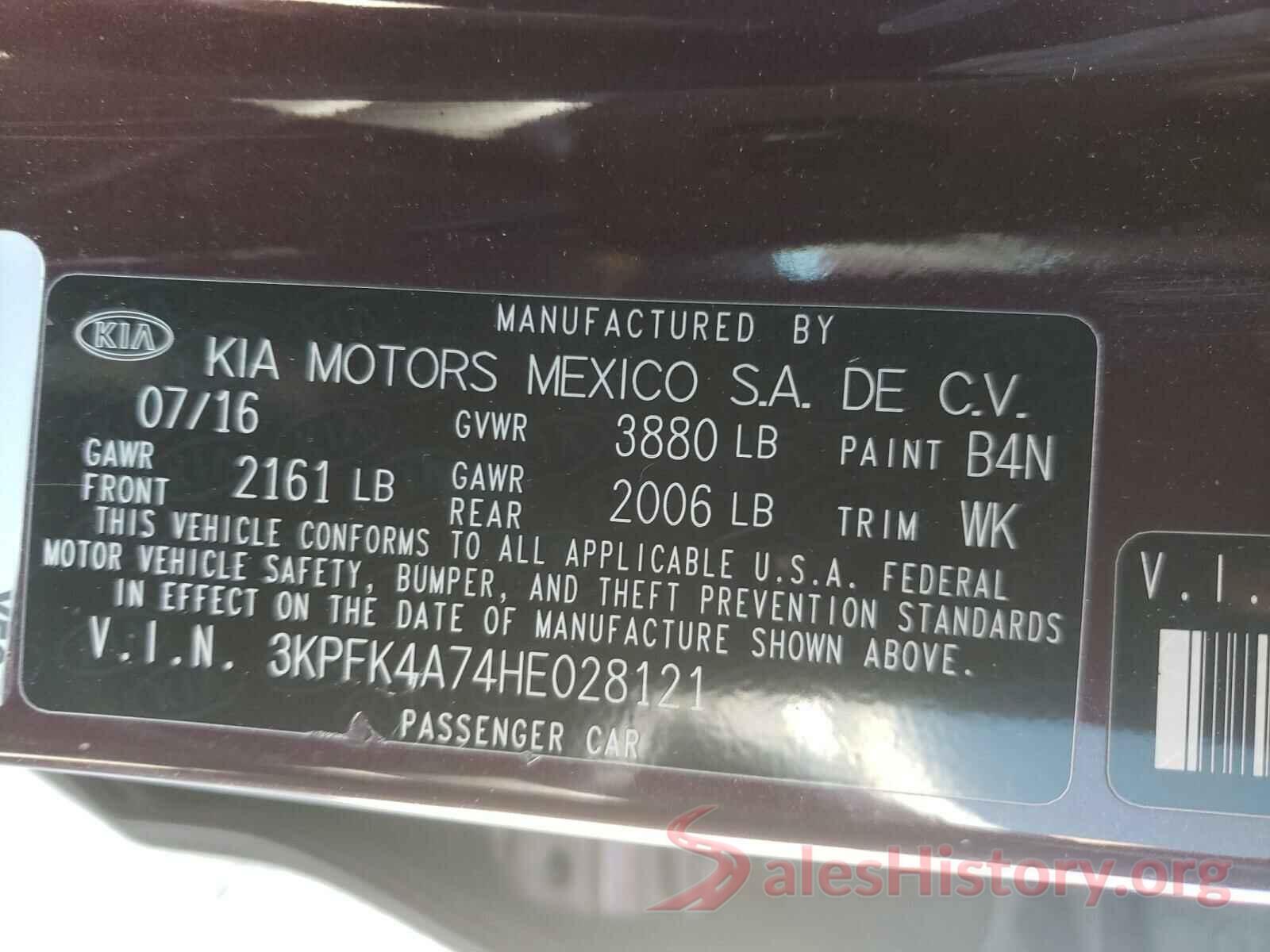 3KPFK4A74HE028121 2017 KIA FORTE