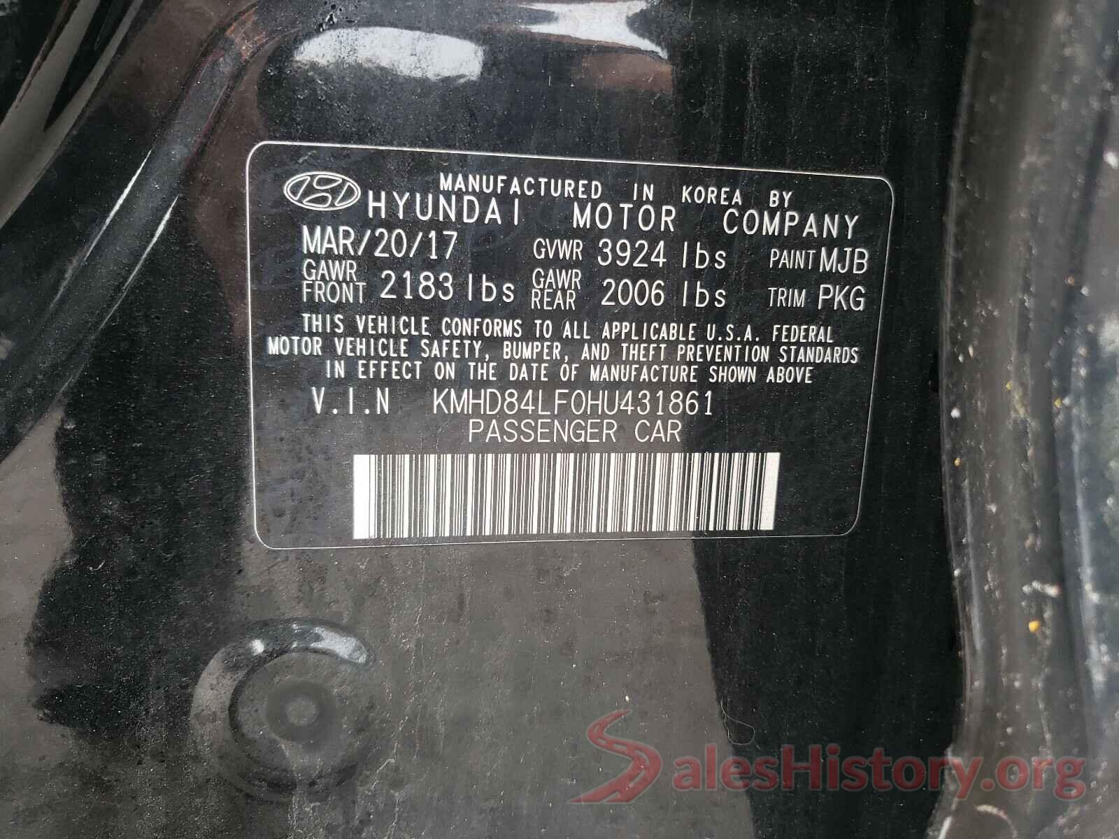 KMHD84LF0HU431861 2017 HYUNDAI ELANTRA