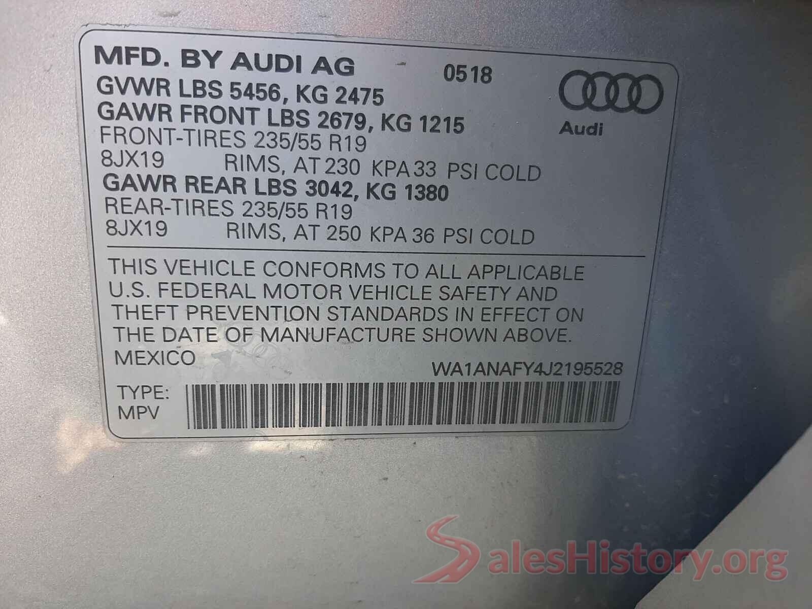 WA1ANAFY4J2195528 2018 AUDI Q5