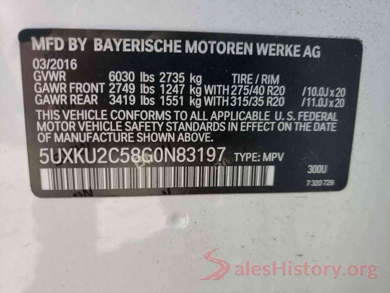 5UXKU2C58G0N83197 2016 BMW X6