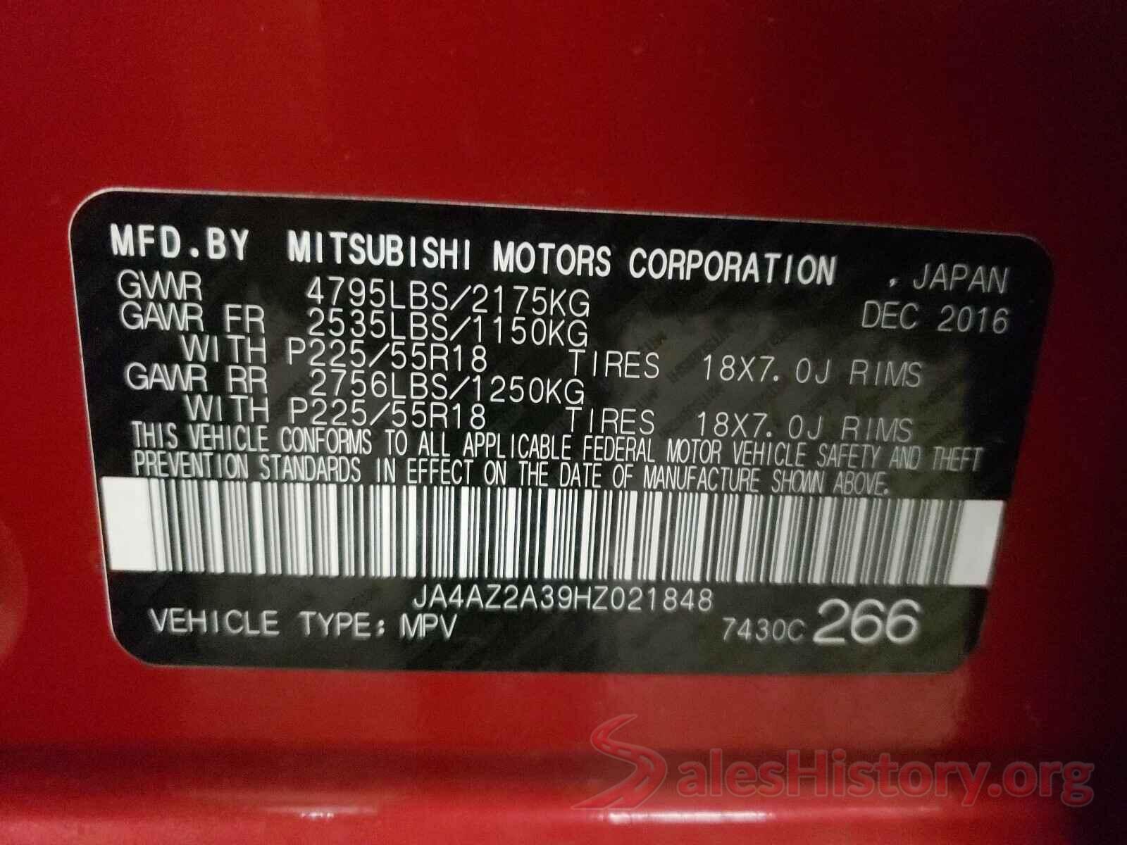 JA4AZ2A39HZ021848 2017 MITSUBISHI OUTLANDER