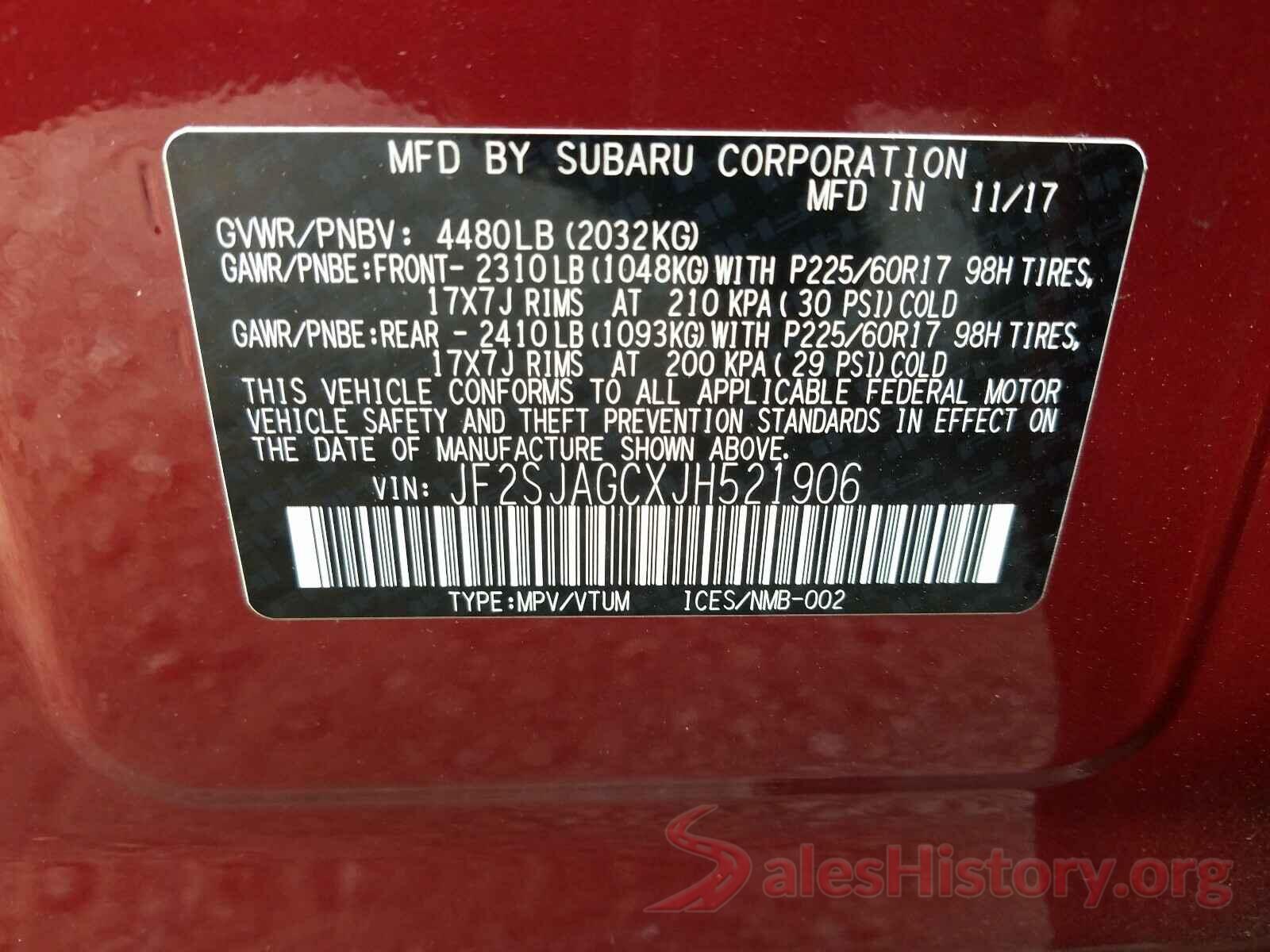 JF2SJAGCXJH521906 2018 SUBARU FORESTER