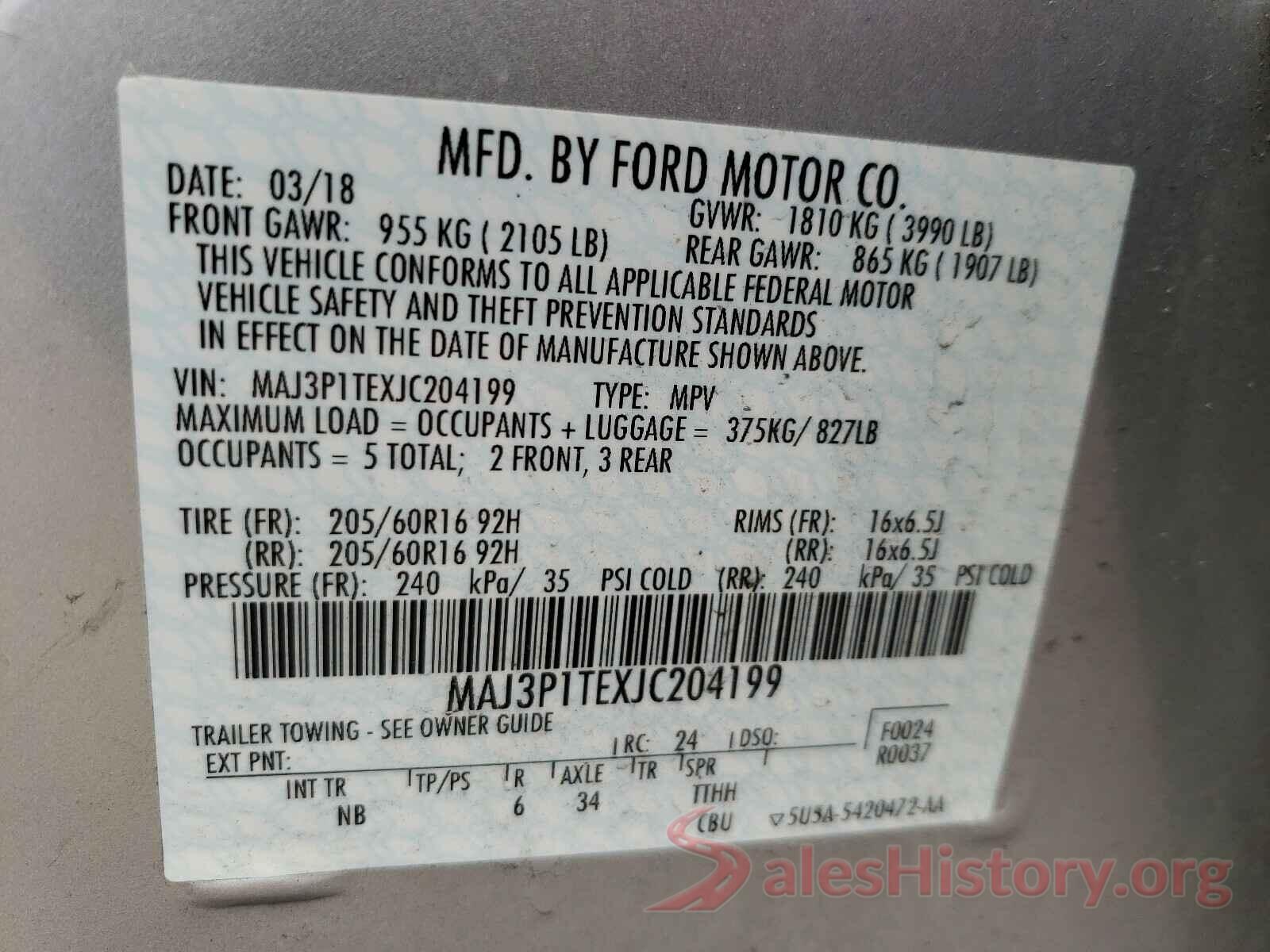 MAJ3P1TEXJC204199 2018 FORD ALL OTHER