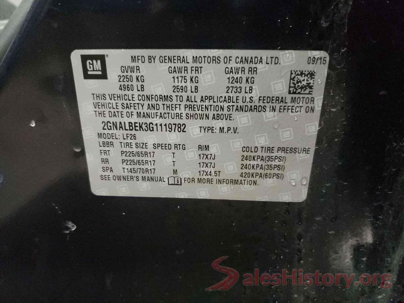 2GNALBEK3G1119782 2016 CHEVROLET EQUINOX