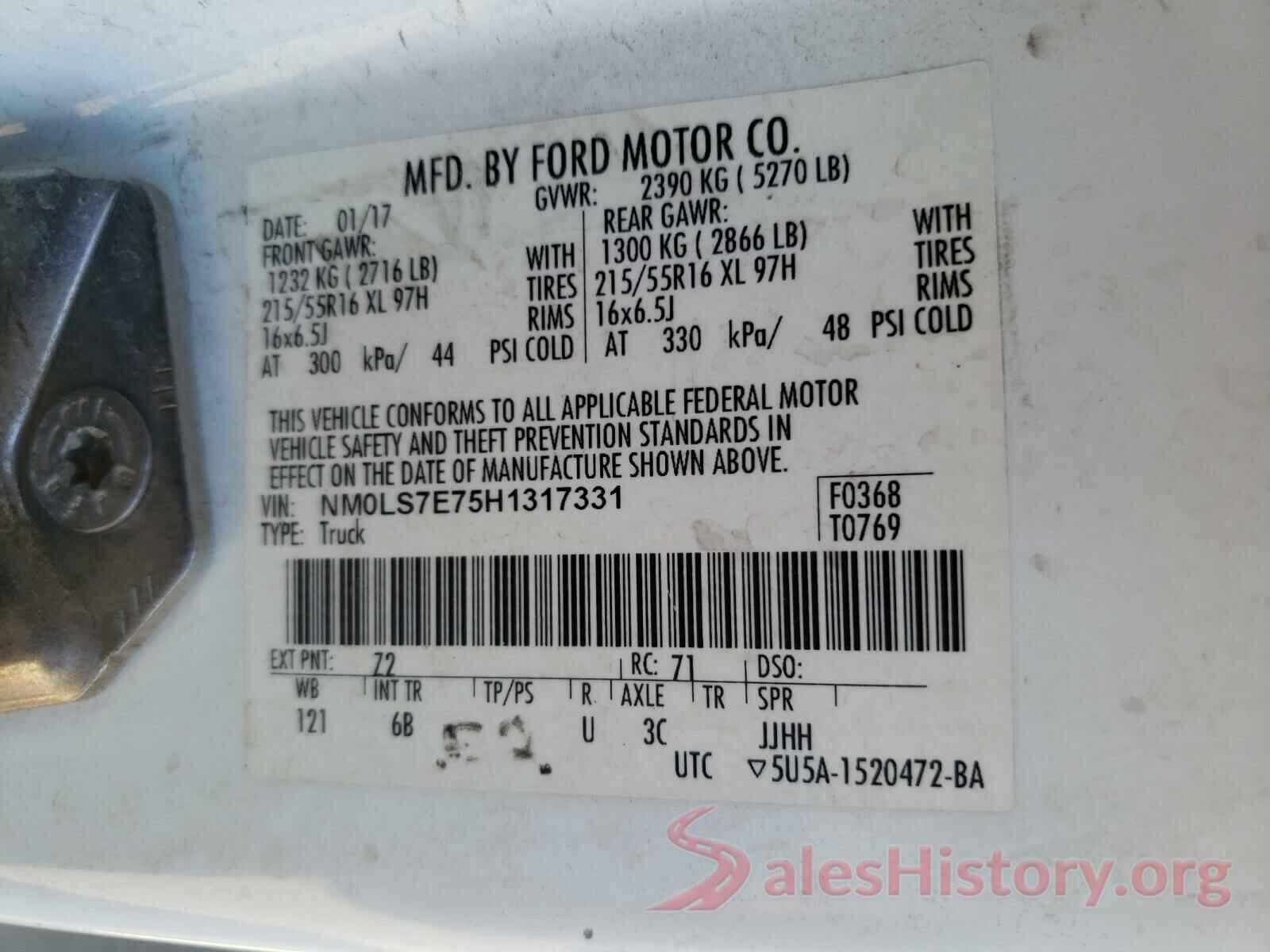 NM0LS7E75H1317331 2017 FORD TRANSIT CO