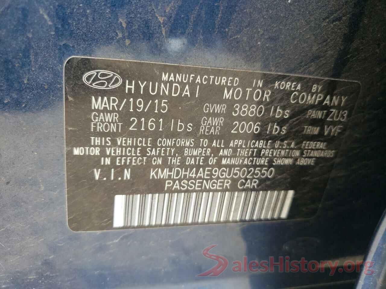 KMHDH4AE9GU502550 2016 HYUNDAI ELANTRA