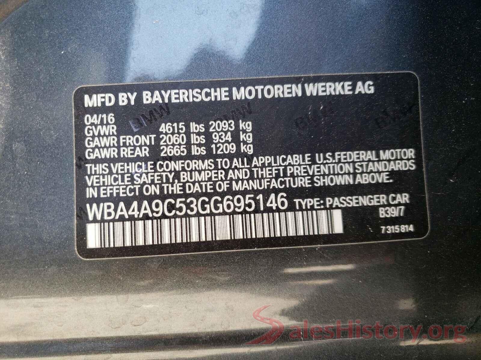 WBA4A9C53GG695146 2016 BMW 4 SERIES