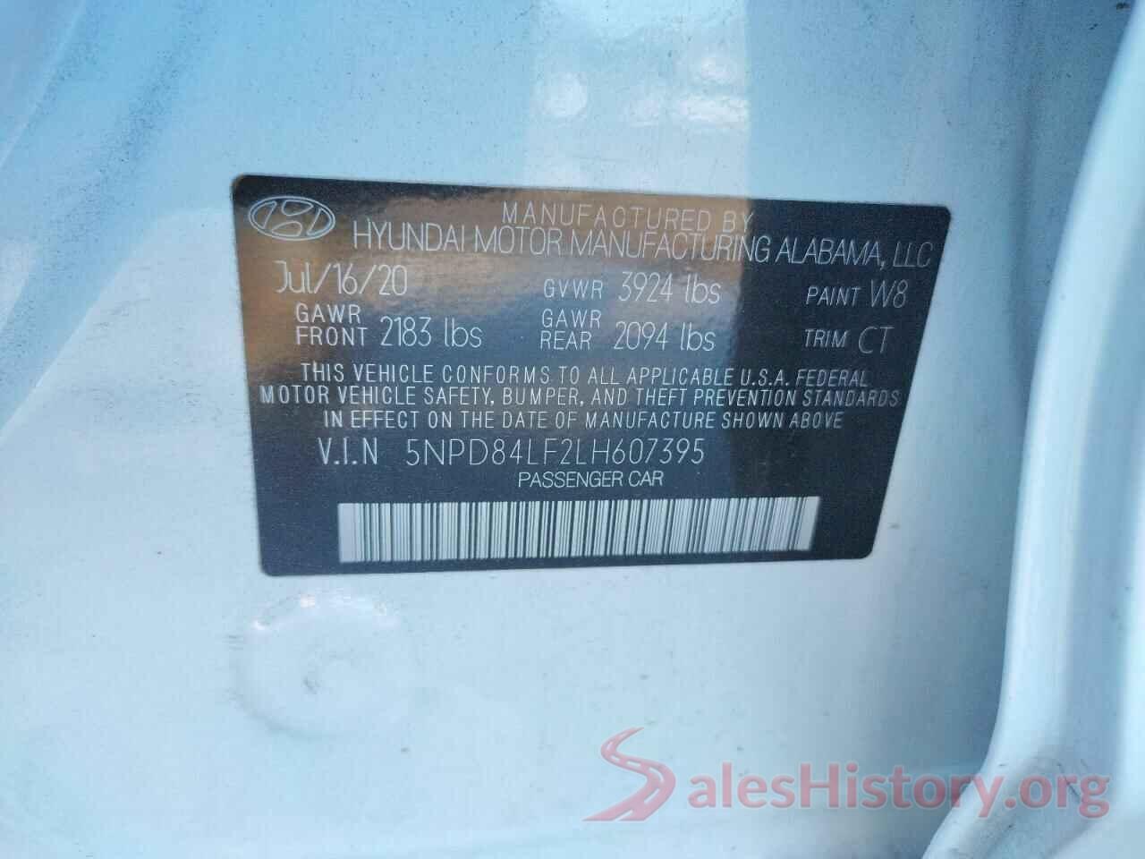 5NPD84LF2LH607395 2020 HYUNDAI ELANTRA