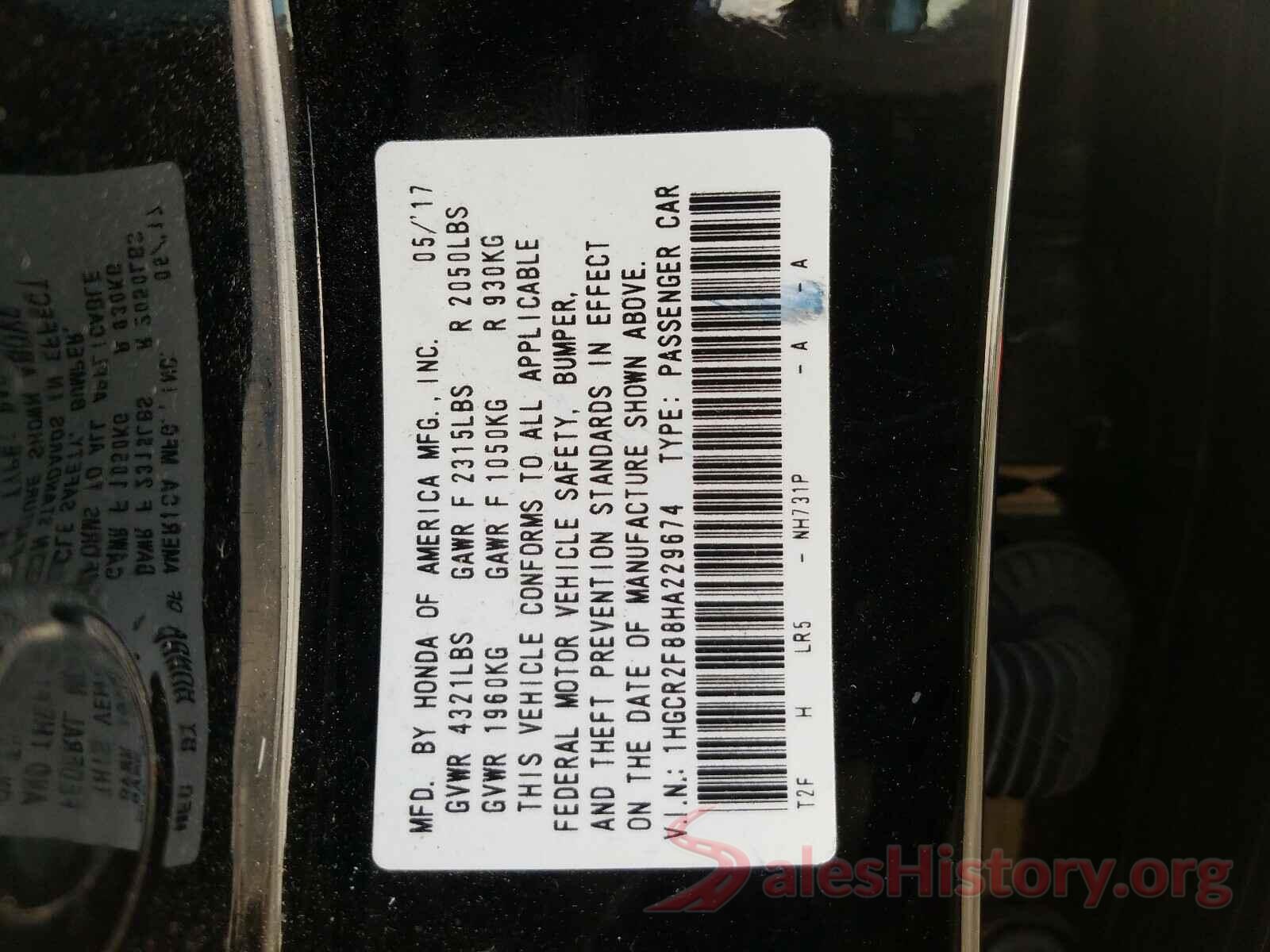 1HGCR2F88HA229674 2017 HONDA ACCORD