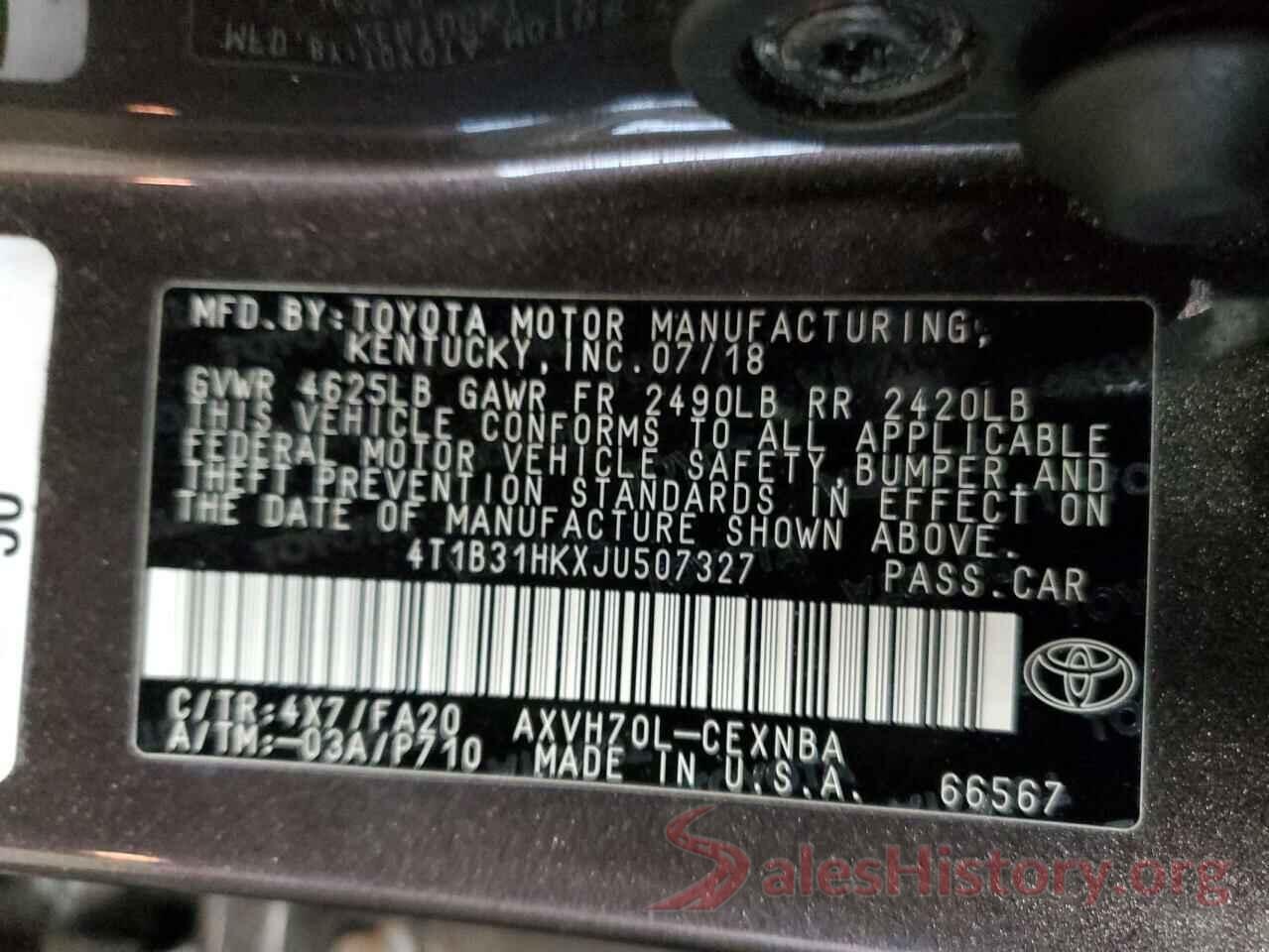 4T1B31HKXJU507327 2018 TOYOTA CAMRY