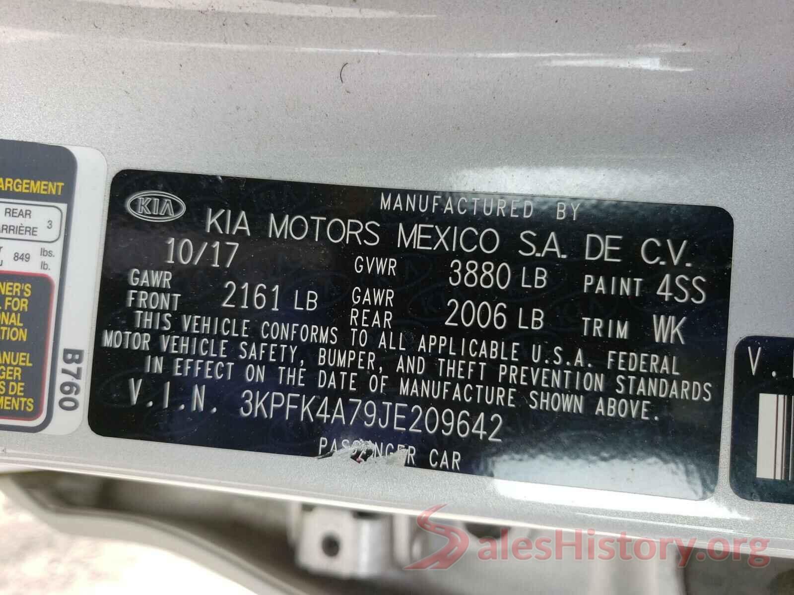 3KPFK4A79JE209642 2018 KIA FORTE