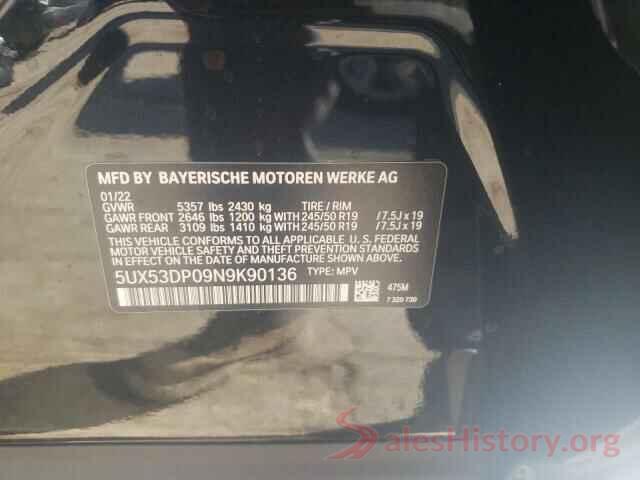 5UX53DP09N9K90136 2022 BMW X3