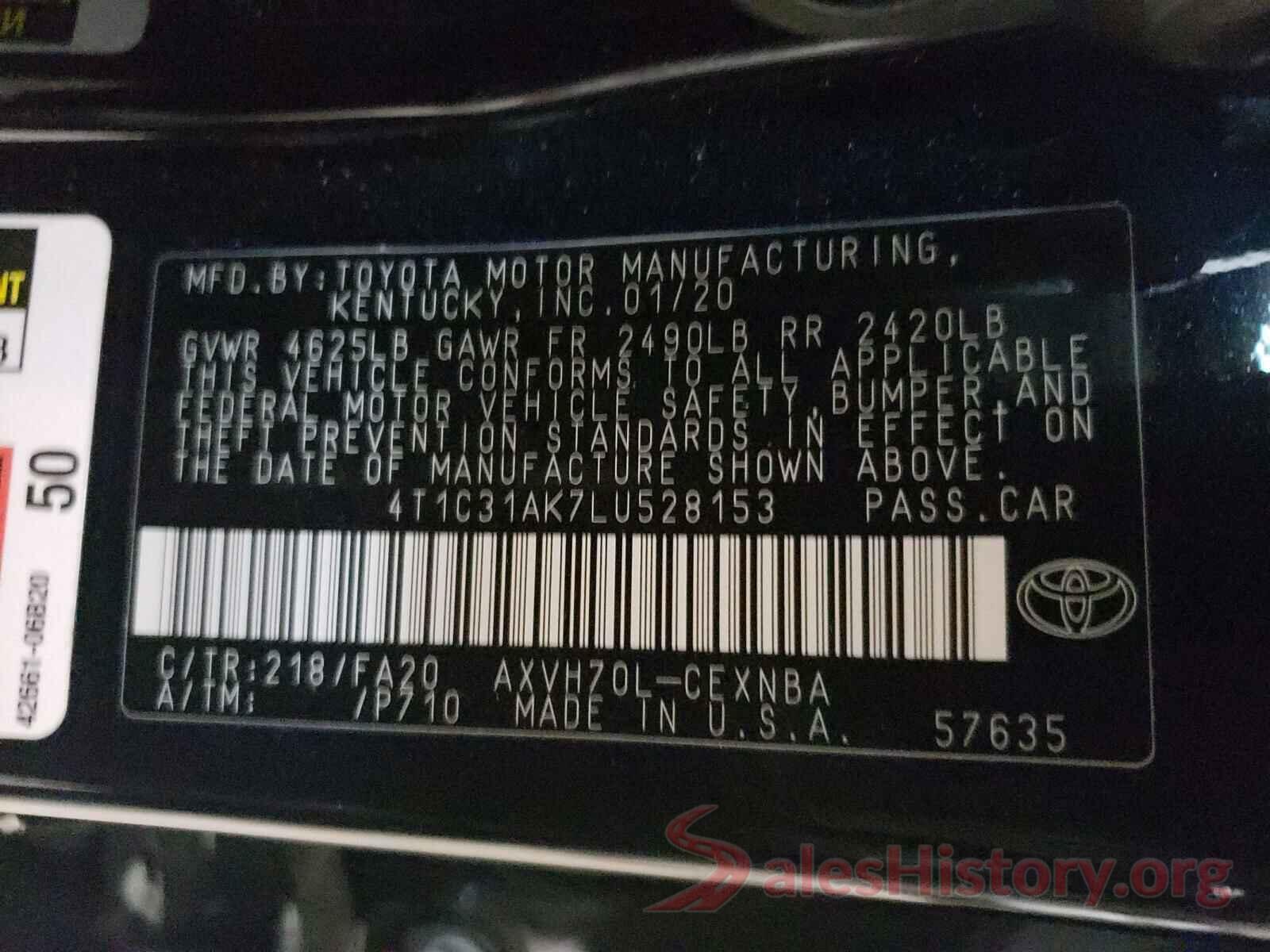 4T1C31AK7LU528153 2020 TOYOTA CAMRY