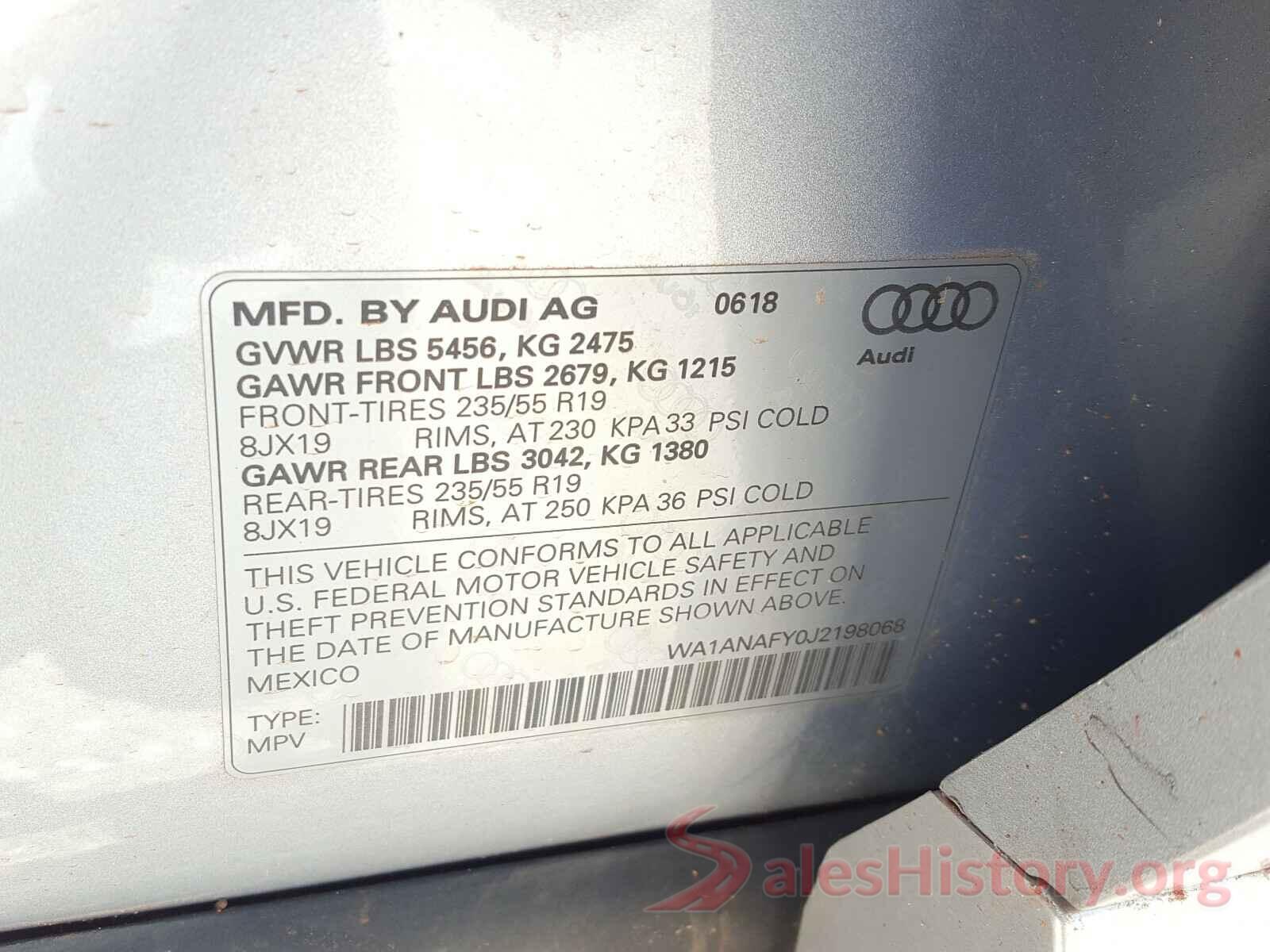 WA1ANAFY0J2198068 2018 AUDI Q5