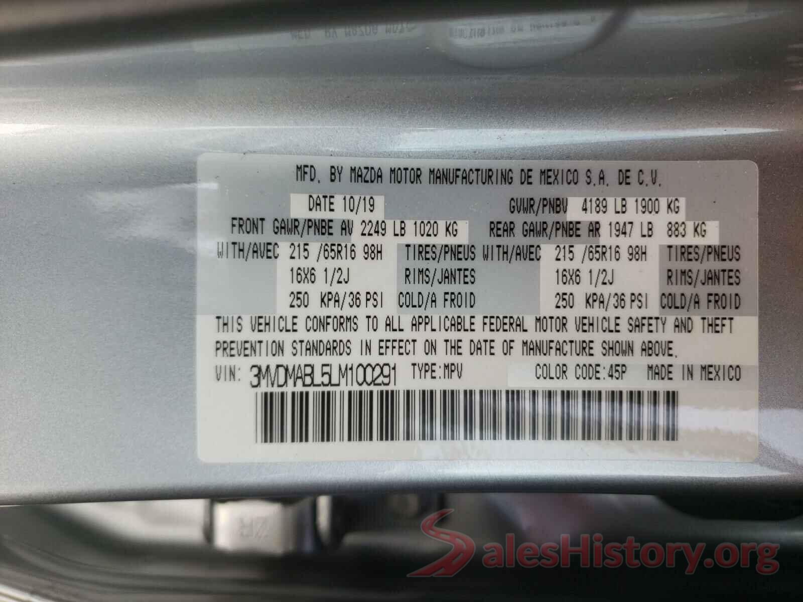 3MVDMABL5LM100291 2020 MAZDA CX30