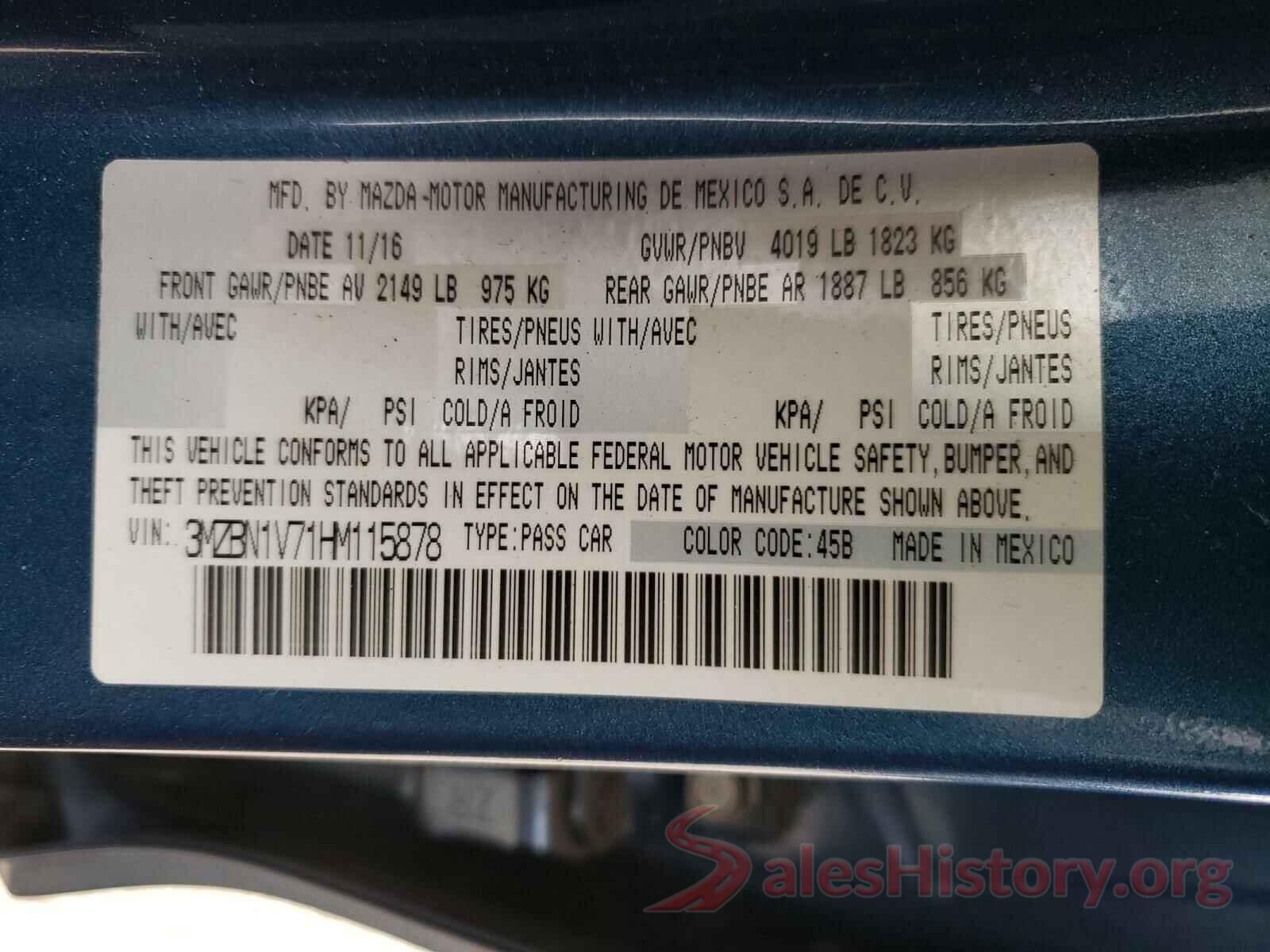 3MZBN1V71HM115878 2017 MAZDA 3